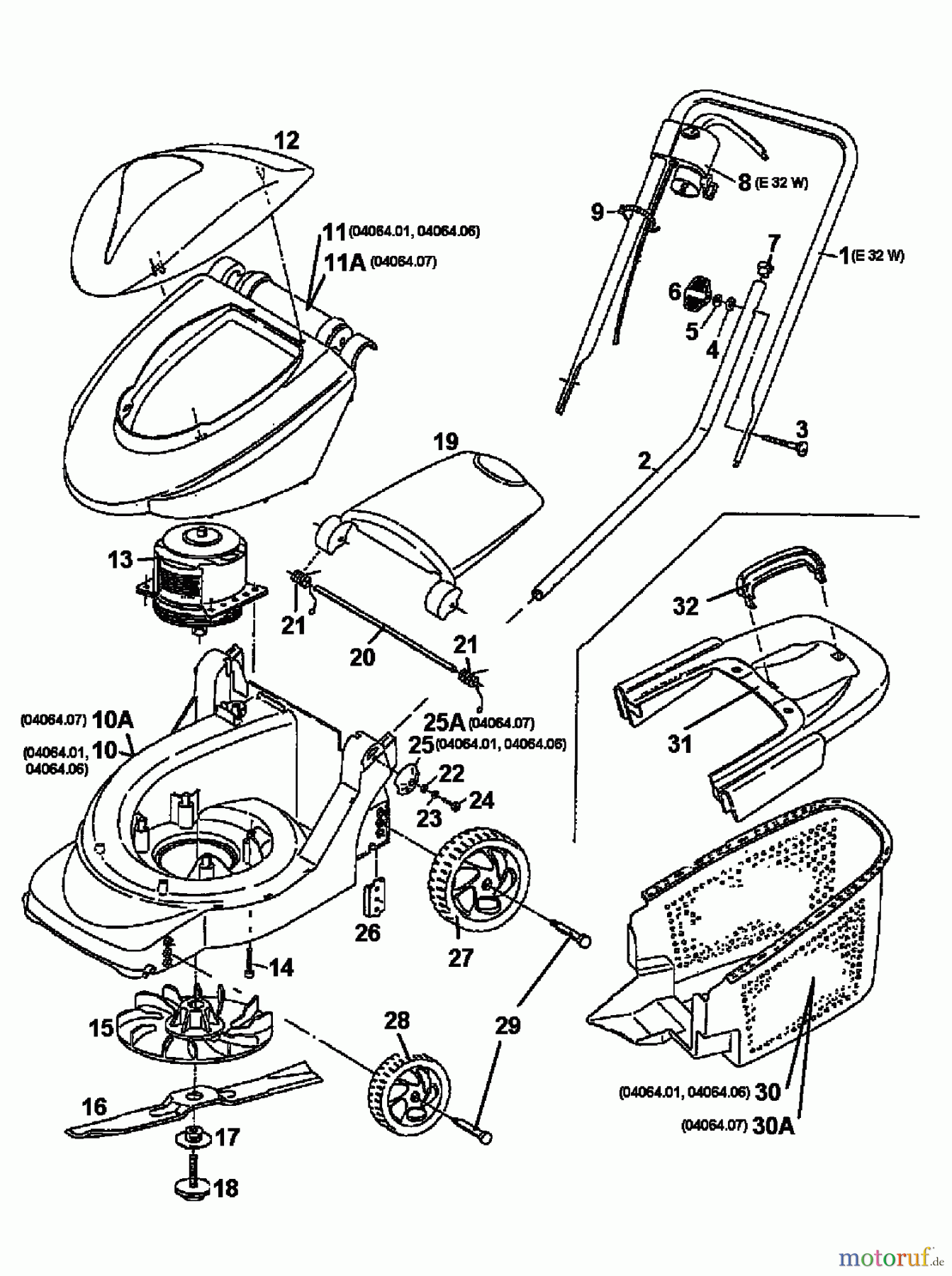  MTD Elektromäher E 32 W 04064.01  (1997) Grundgerät