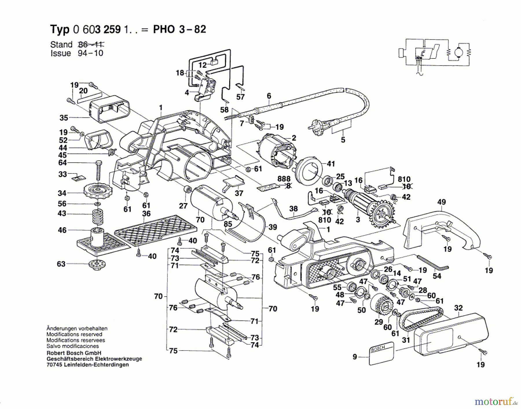  Bosch Werkzeug Hw-Handhobel PHO 3-82 Seite 1