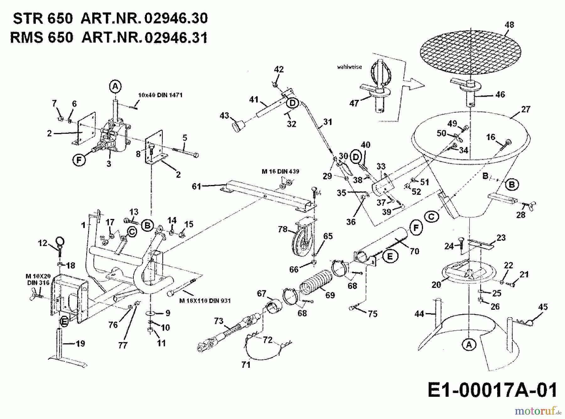  MTD Zubehör Zubehör Einachser Rührstab RMS 650 für STR 650, STR 650 N 02946.31  (1992) Grundgerät