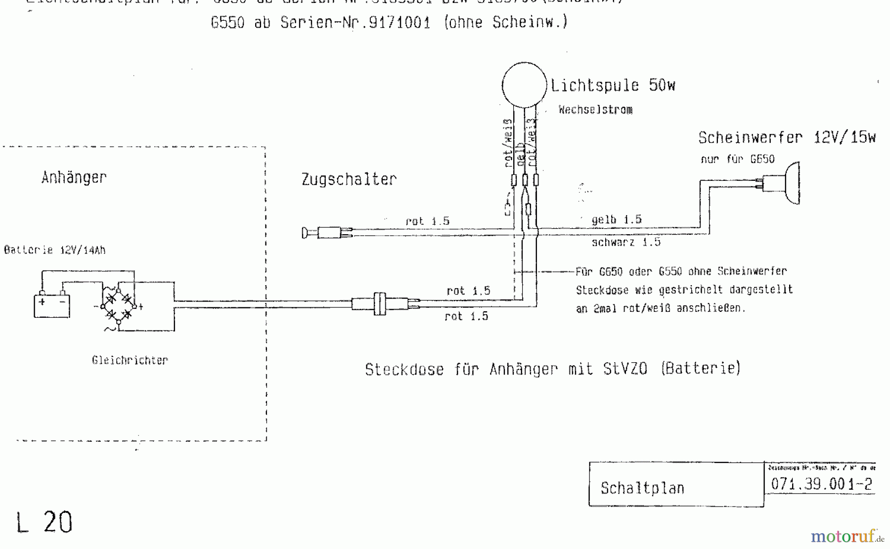  MTD Zubehör Zubehör Einachser STVZO-Bausatz STVZO 650 für 550, 650 00708.03  (1994) Grundgerät