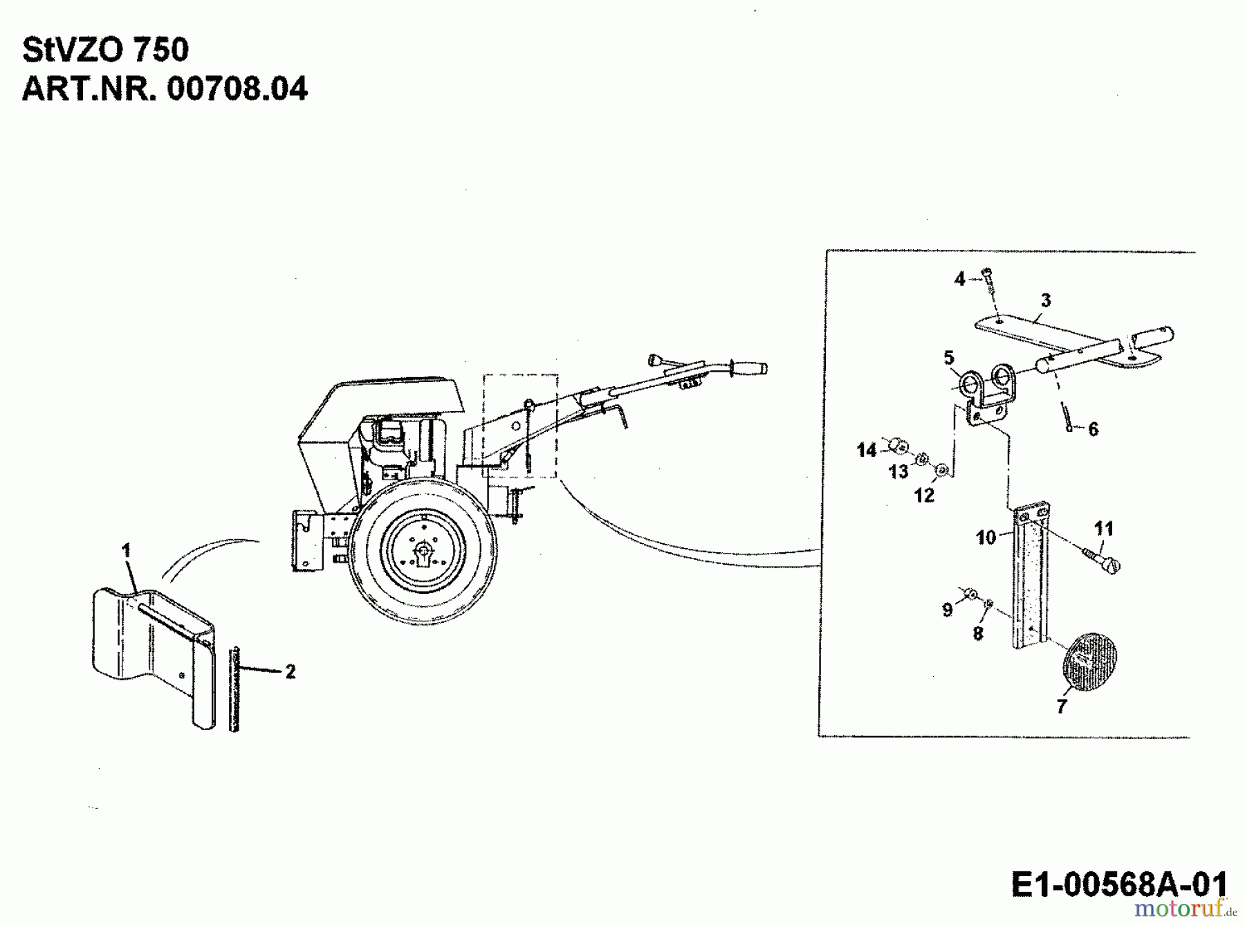  MTD Zubehör Zubehör Einachser STVZO-Bausatz STVZO 750 für 750 00708.04  (1993) Grundgerät