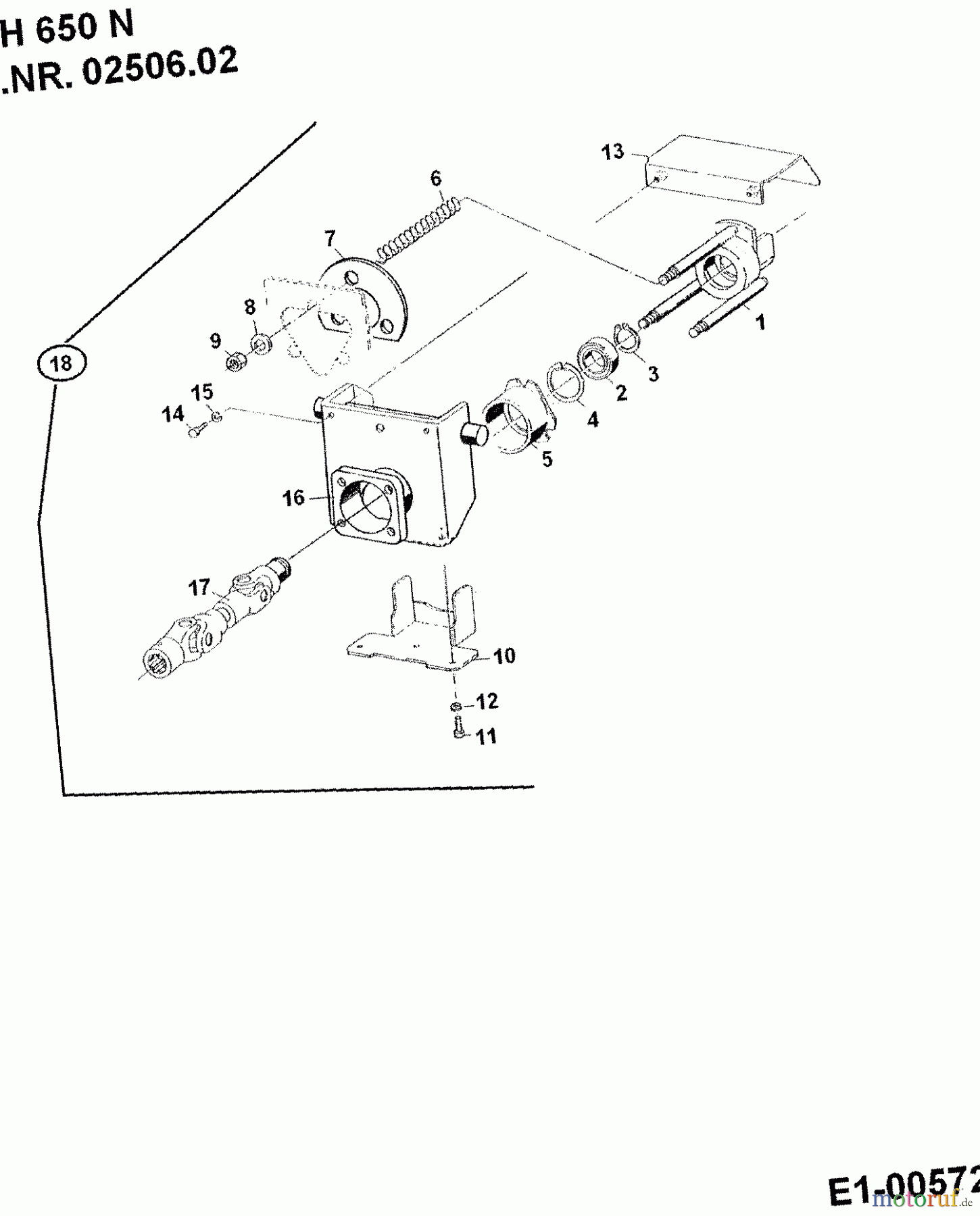  MTD Zubehör Zubehör Einachser Schneefräse SSCH 650 N für 550-750 02506.02  (1989) Gelenkwelle, Geräteträger