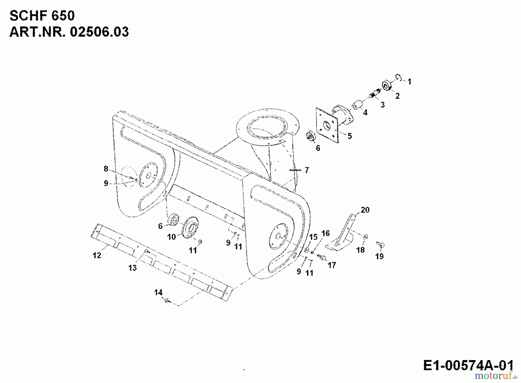  MTD Zubehör Zubehör Einachser Schneefräse SCHF 650 für 550-750 02506.03  (1995) Fräsgehäuse