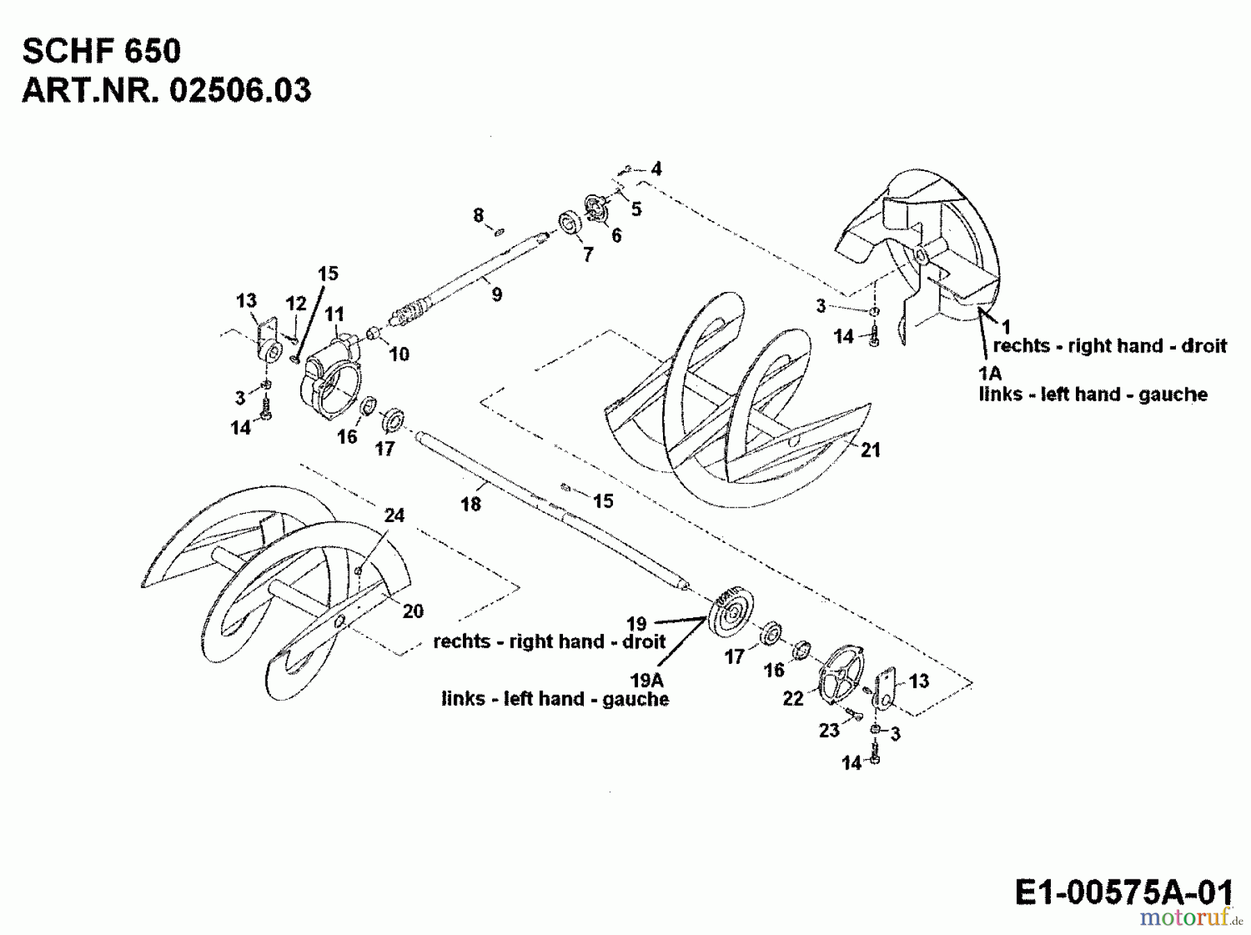  MTD Zubehör Zubehör Einachser Schneefräse SCHF 650 für 550-750 02506.03  (1995) Schaufelrad, Schnecke