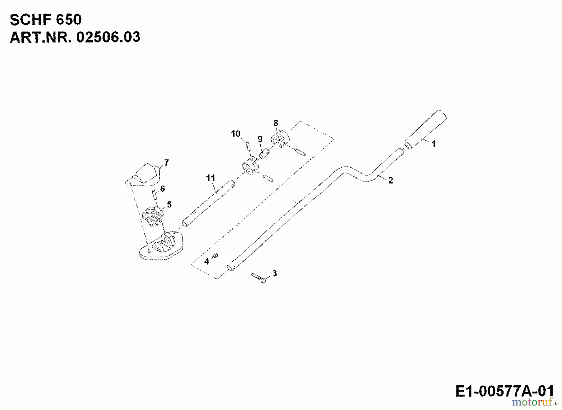  MTD Zubehör Zubehör Einachser Schneefräse SCHF 650 für 550-750 02506.03  (1995) Kurbel