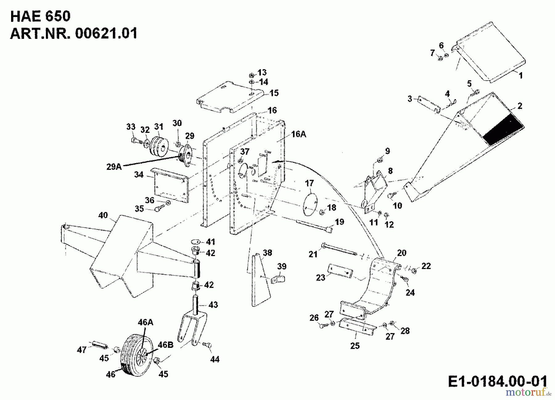  MTD Zubehör Zubehör Einachser Häcksler HAE 650 für 550-750 00621.01  (1992) Seitentrichter, Stützräder