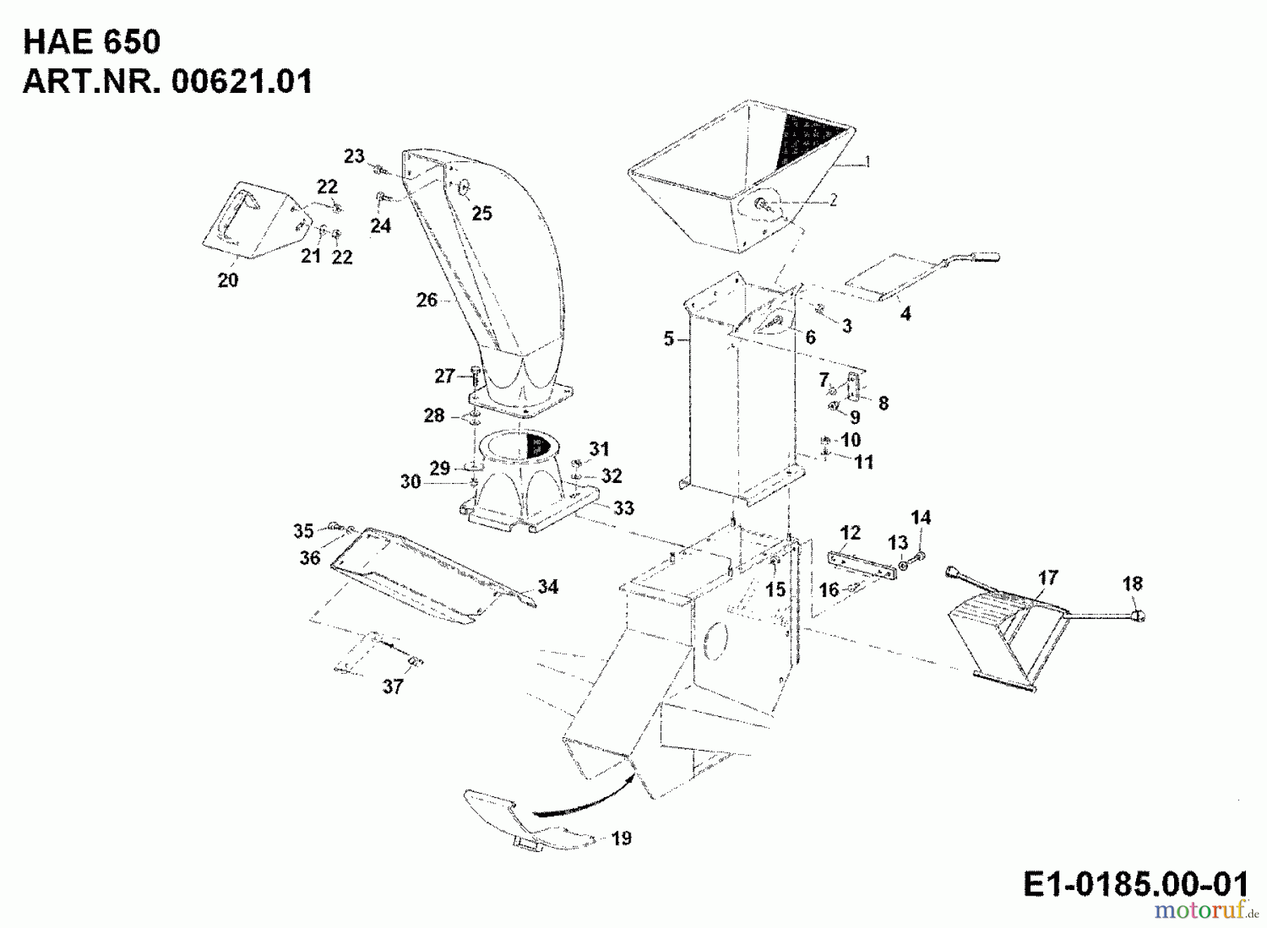  MTD Zubehör Zubehör Einachser Häcksler HAE 650 für 550-750 00621.01  (1992) Auswurfschacht, Trichter