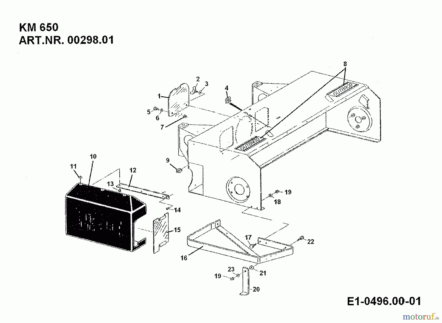  MTD Zubehör Zubehör Einachser Frontkehrmaschine KM 650 S für 550-750 00298.01  (1994) Abdeckung Getriebe