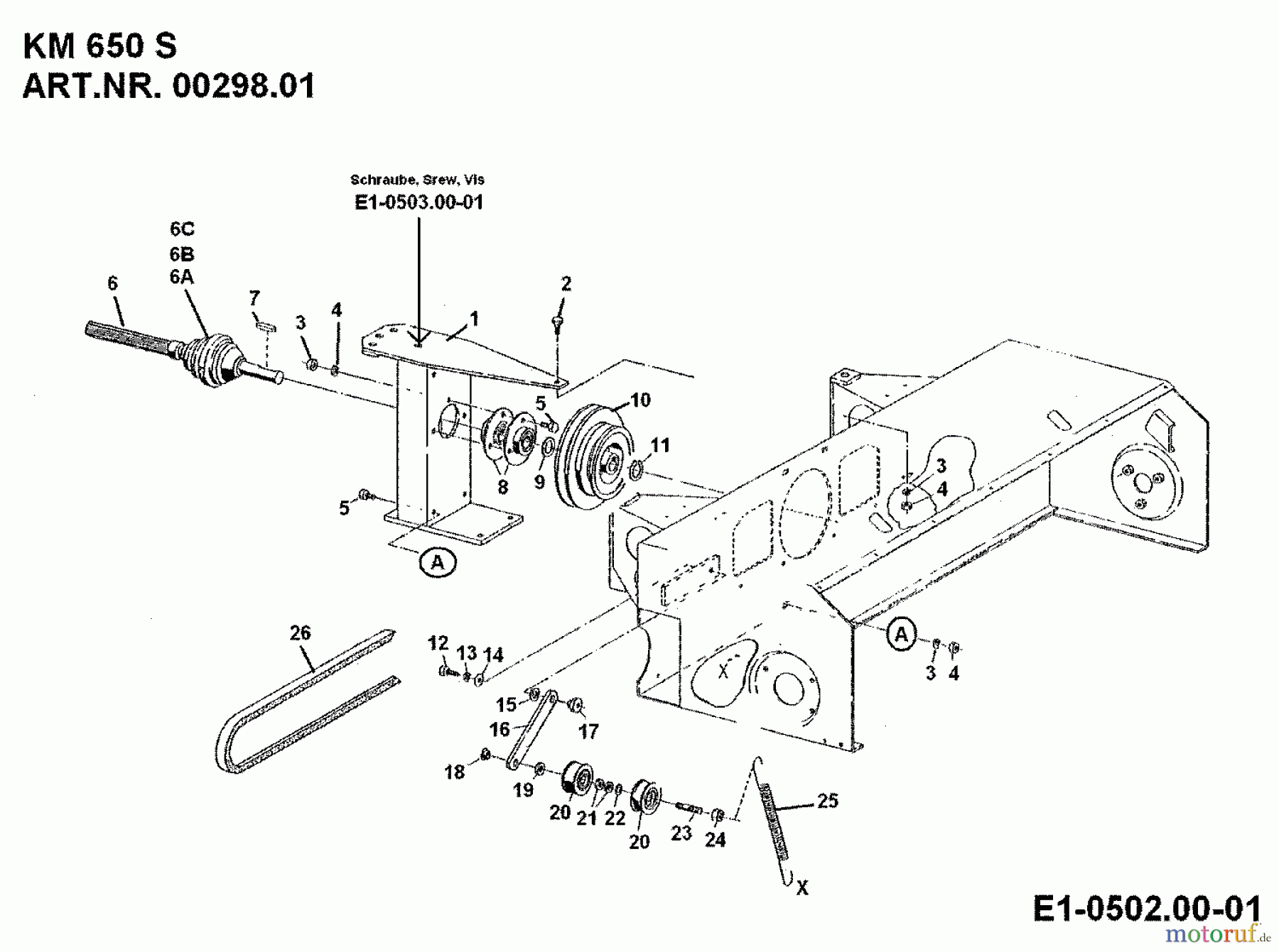  MTD Zubehör Zubehör Einachser Frontkehrmaschine KM 650 S für 550-750 00298.01  (1994) Gleichlaufgelenk