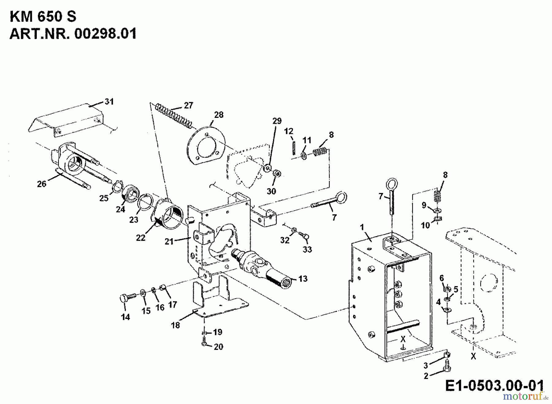  MTD Zubehör Zubehör Einachser Frontkehrmaschine KM 650 S für 550-750 00298.01  (1994) Adapter, Gelenkwelle