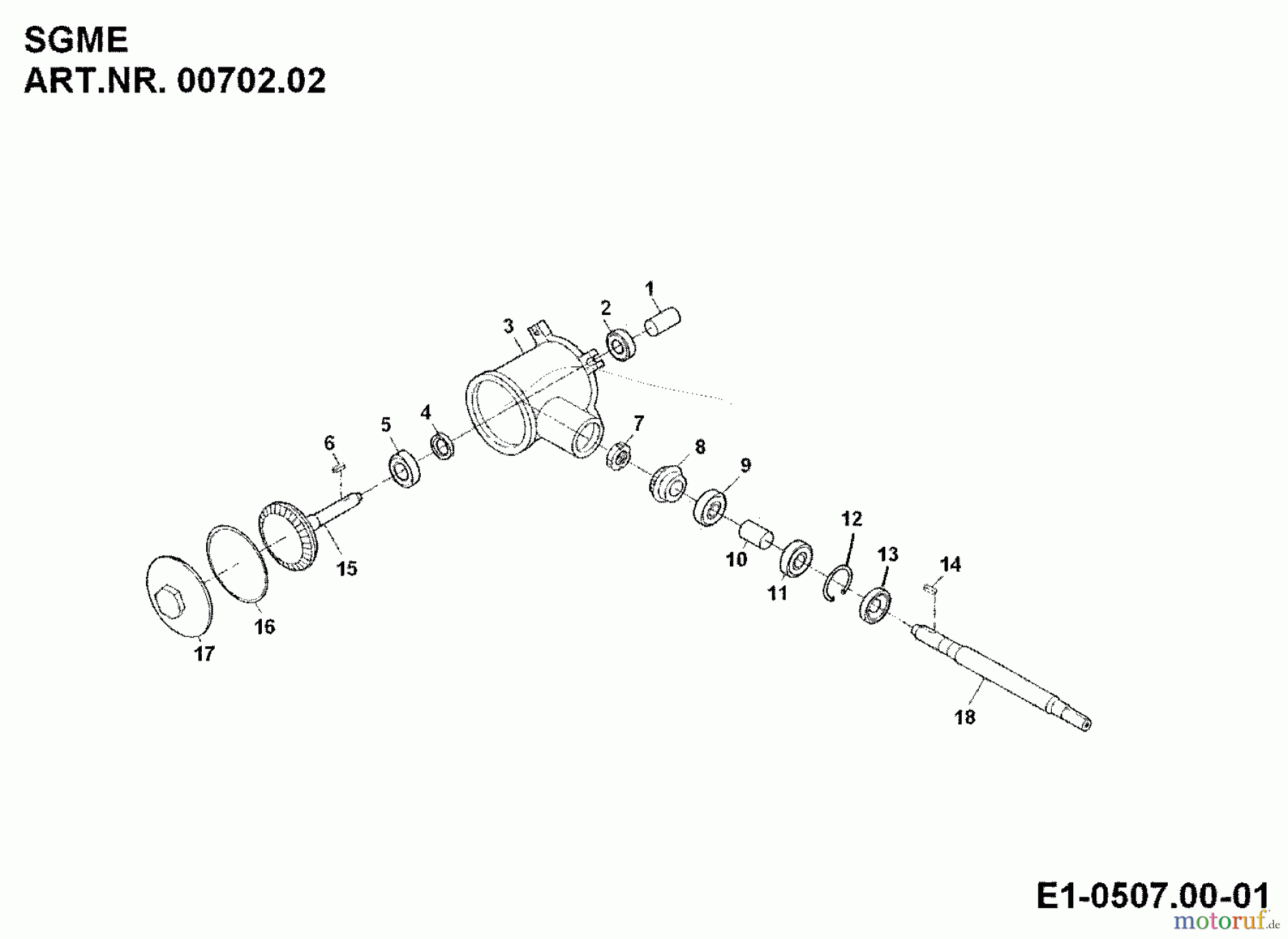  MTD Zubehör Zubehör Einachser Schlegelmähwerk SGME für 550-750 00702.02  (1995) Getriebe