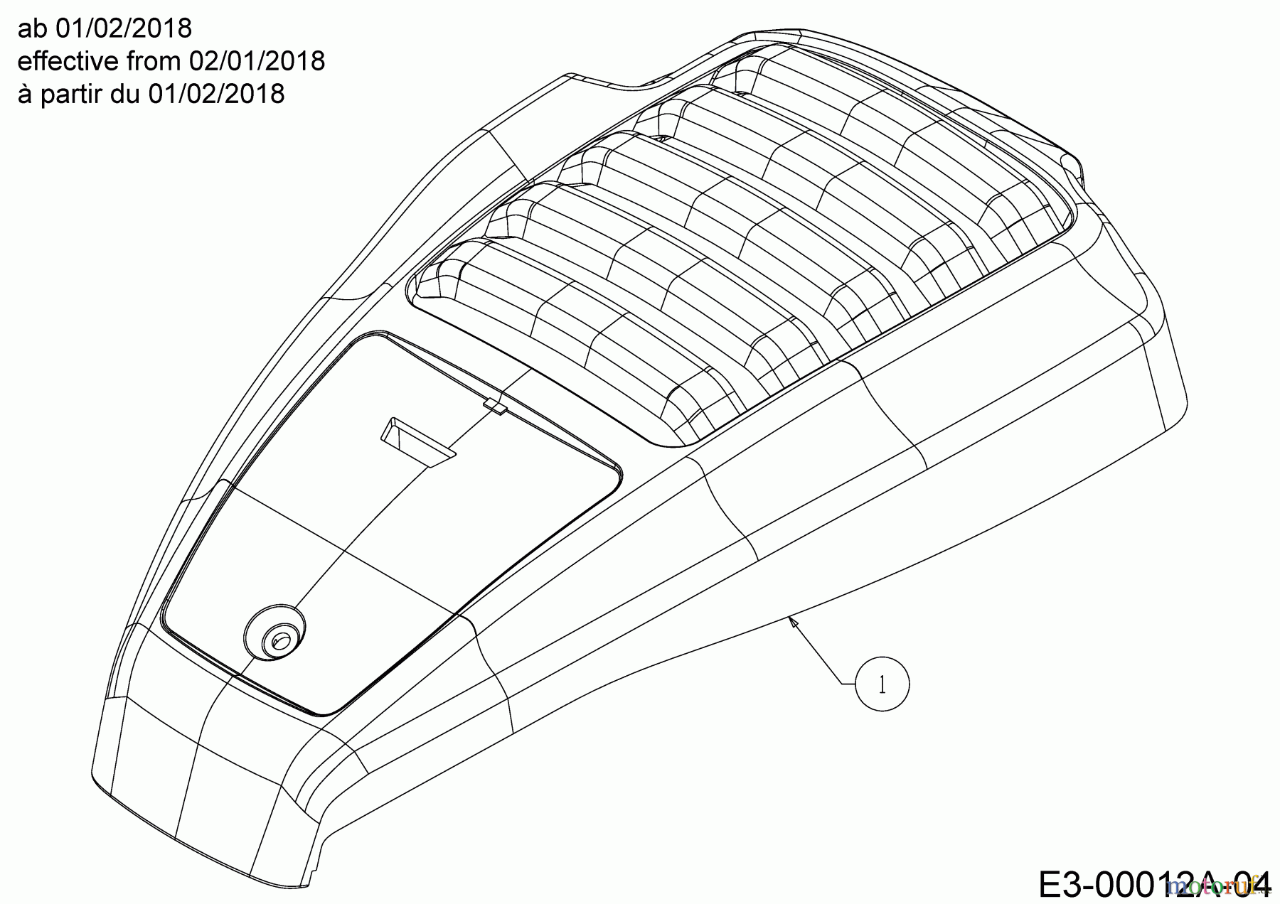  Cub Cadet Motormäher mit Antrieb LM2 DR46S 12BBTQKC603  (2018) Motorhaube ab 01/02/2018