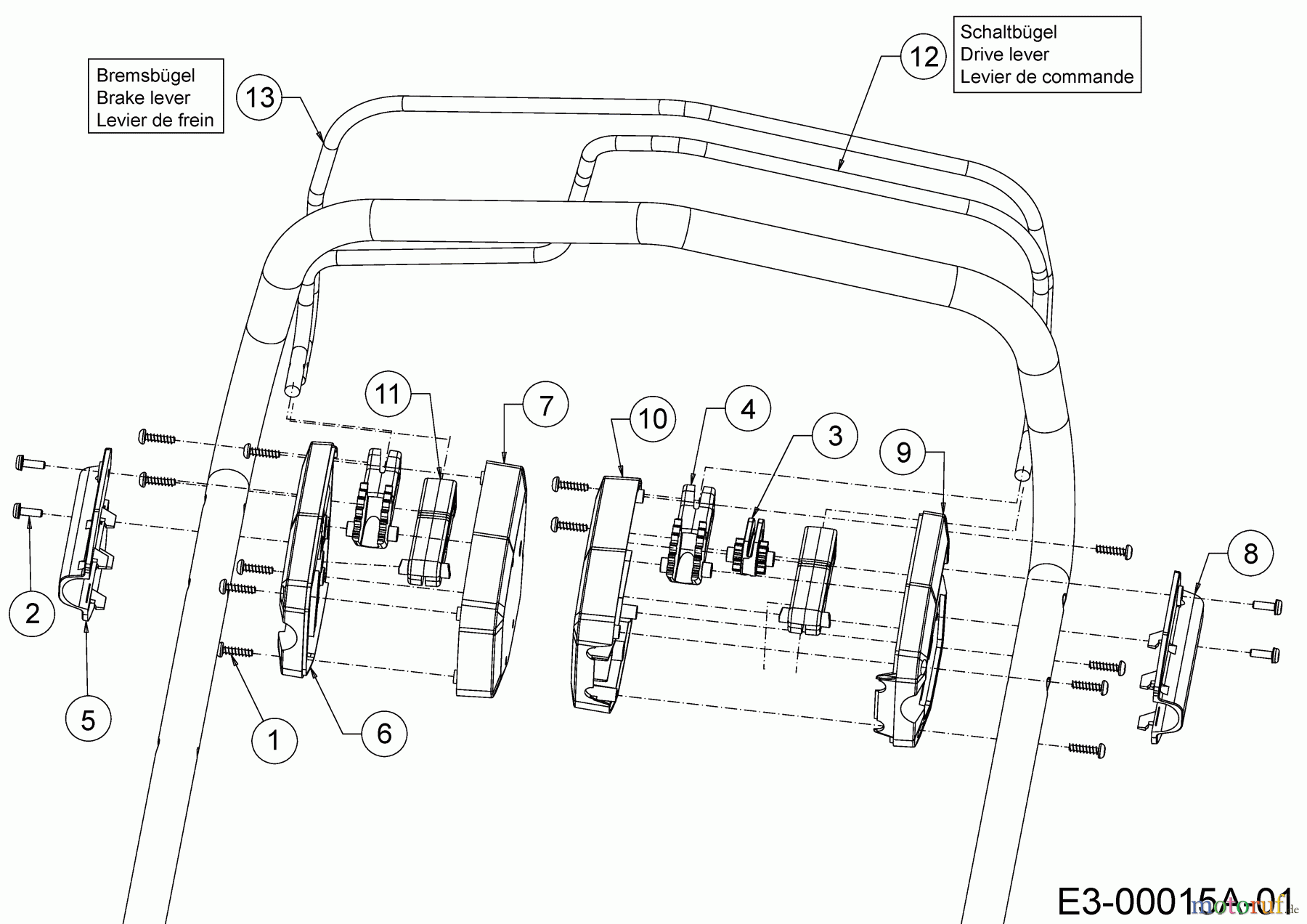  Cub Cadet Motormäher mit Antrieb XM1 DR46 12A-YAKC603  (2018) Bremsbügel, Schaltbügel