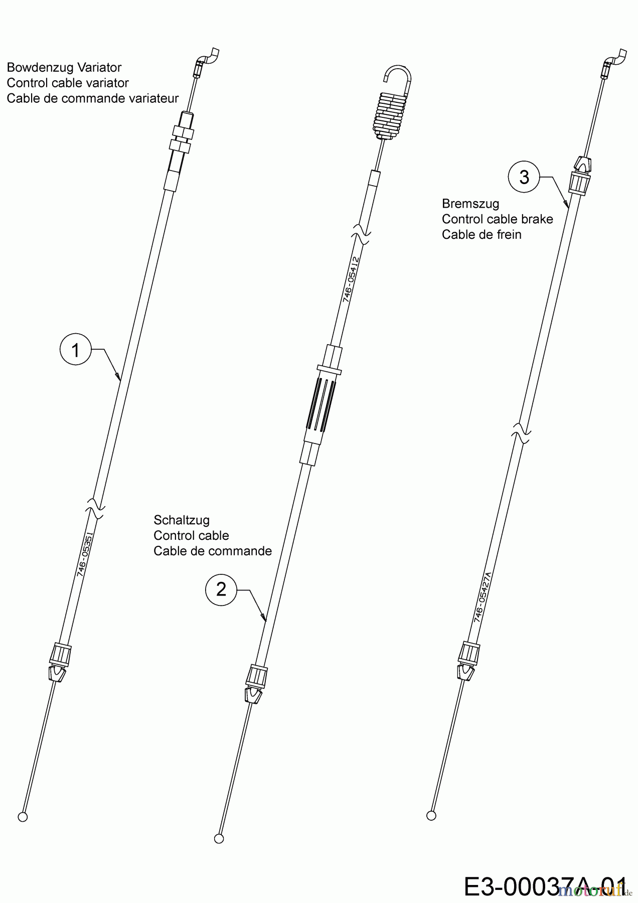  Cub Cadet Motormäher mit Antrieb XM2 ER53 12AQZAEQ603  (2018) Bowdenzüge