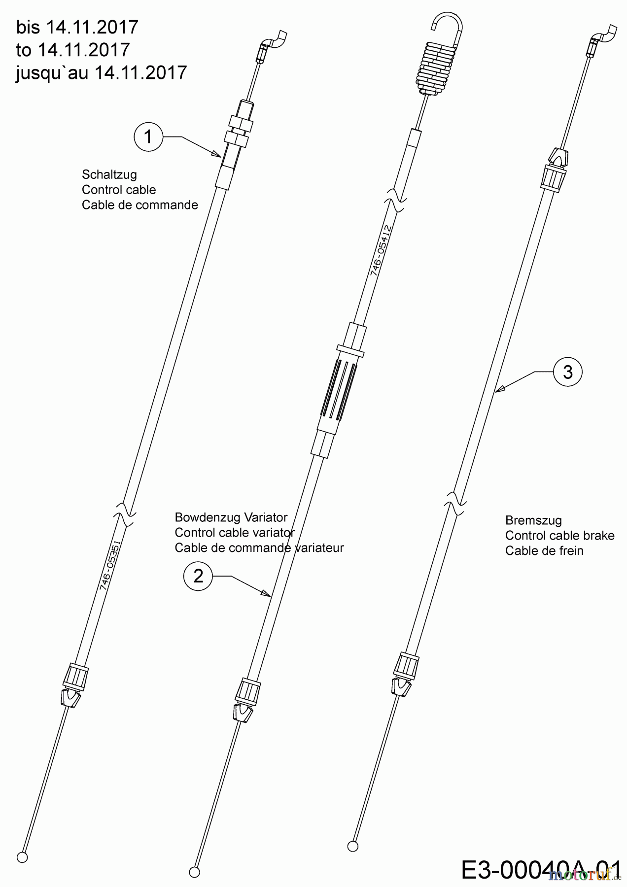  Cub Cadet Motormäher mit Antrieb XM2 ER53E 12ARZA9A603  (2018) Bowdenzüge bis 14.11.2017