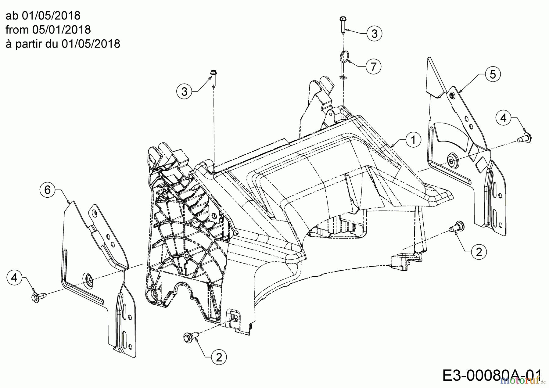  Wolf-Garten Motormäher mit Antrieb AT 5300 AHW 12C-PRJ6650  (2018) Abdeckung hinten, Holmbraketten ab 01/05/2018