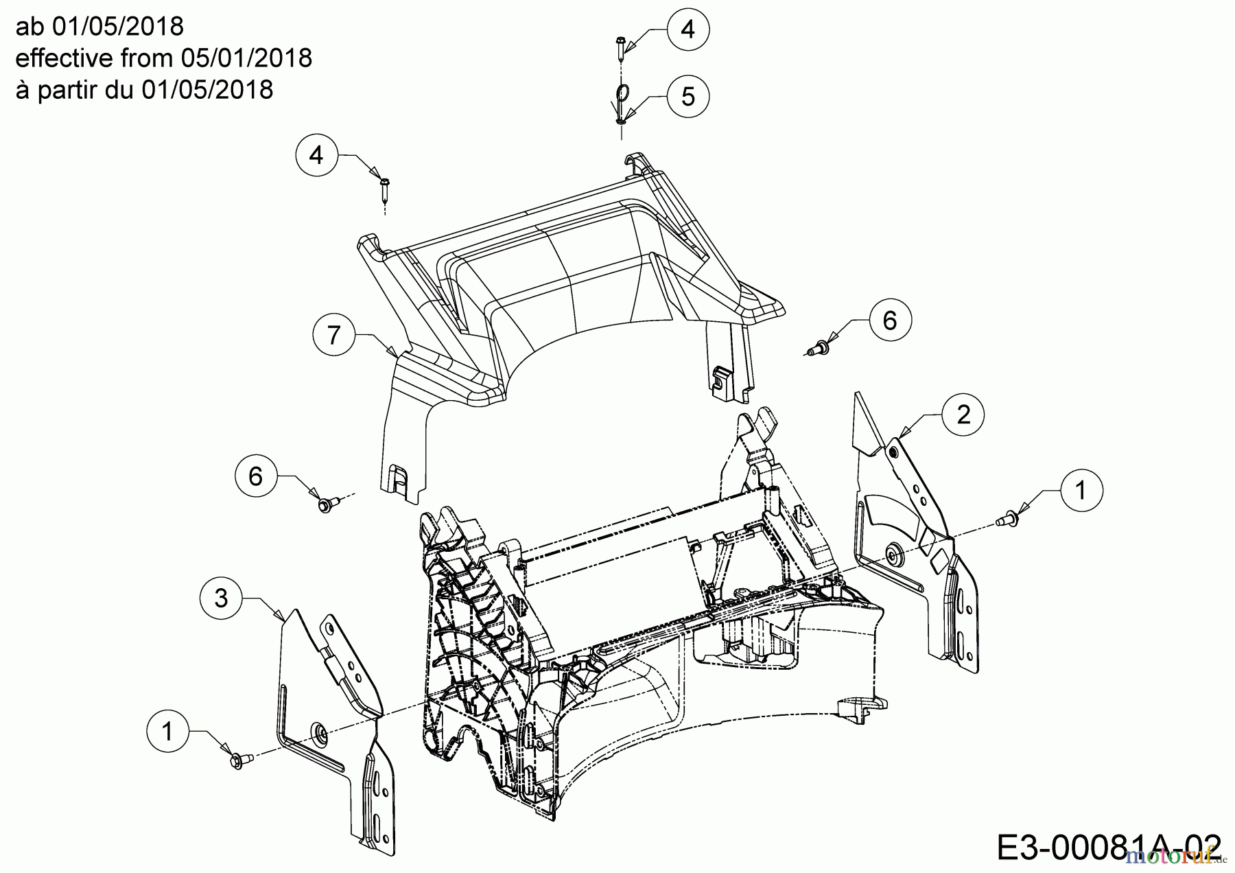  Cub Cadet Motormäher mit Antrieb LM2 DR53S 12BBPQKC603  (2018) Abdeckung hinten, Holmbraketten ab 01/05/2018