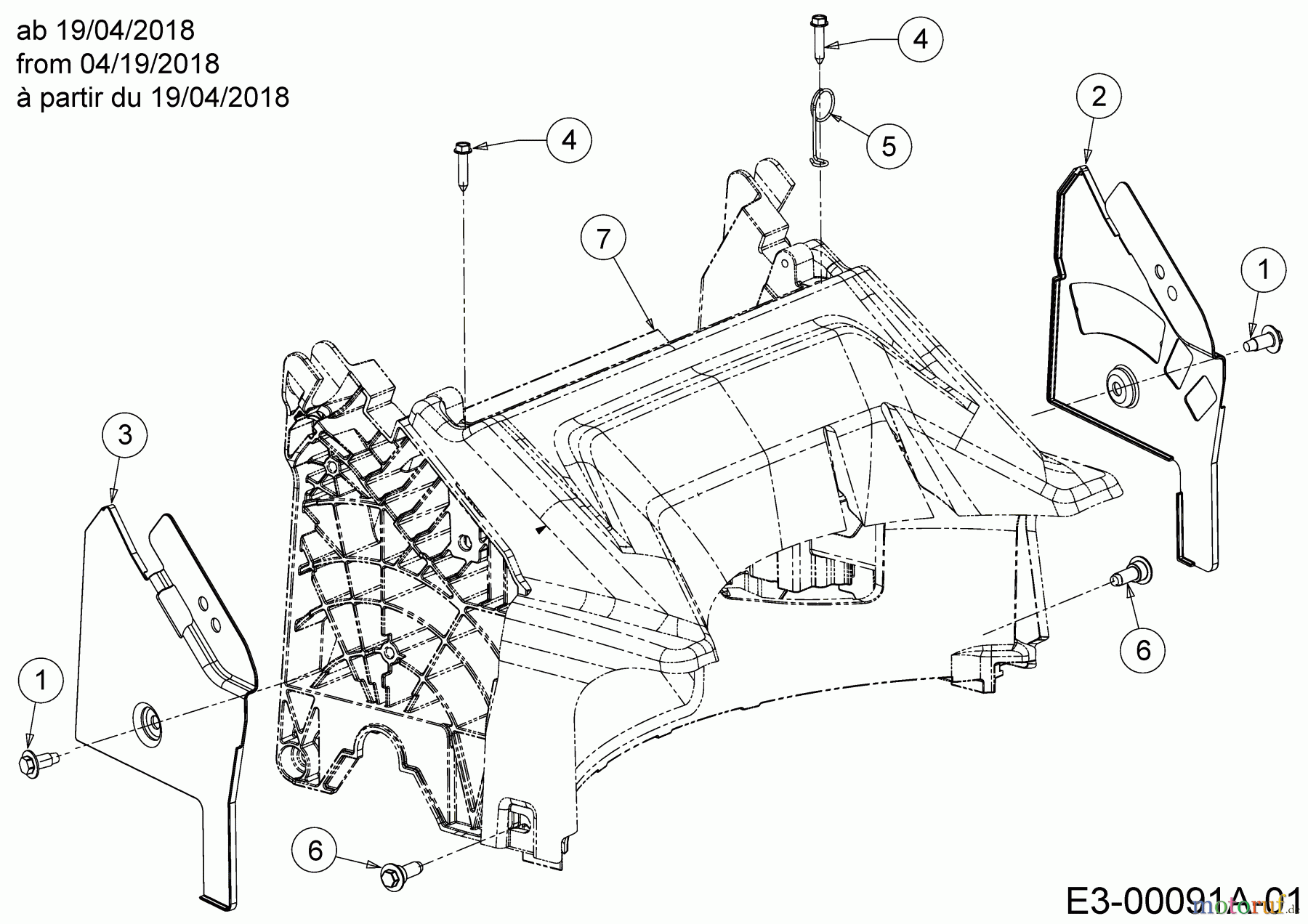  Cub Cadet Motormäher LM1 AP46 11A-TQSJ603  (2018) Abdeckung hinten, Holmbraketten ab 19/04/2018