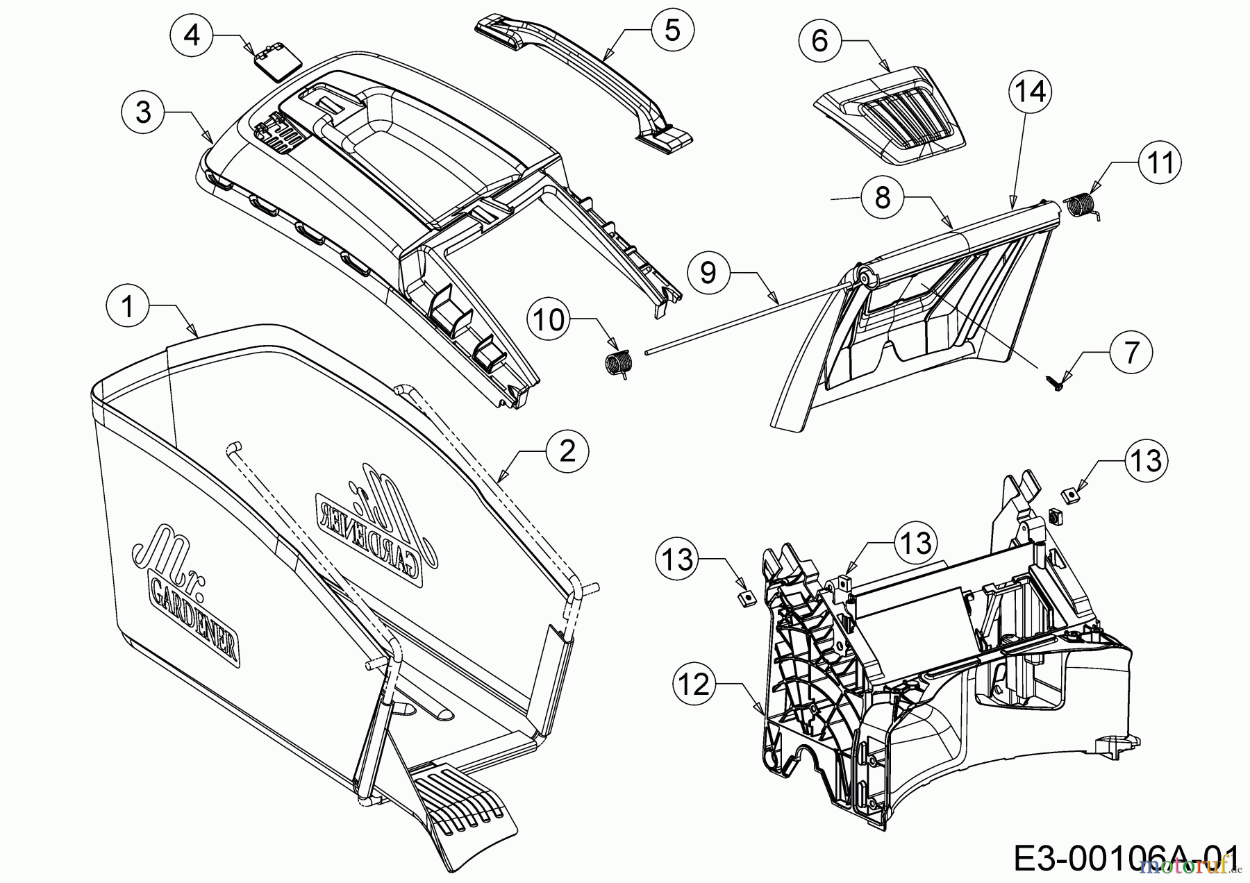  MTD Motormäher mit Antrieb LMEX 46 KHT 12C-TH7D682  (2018) Grasfangsack, Heckklappe, Leitstück hinten