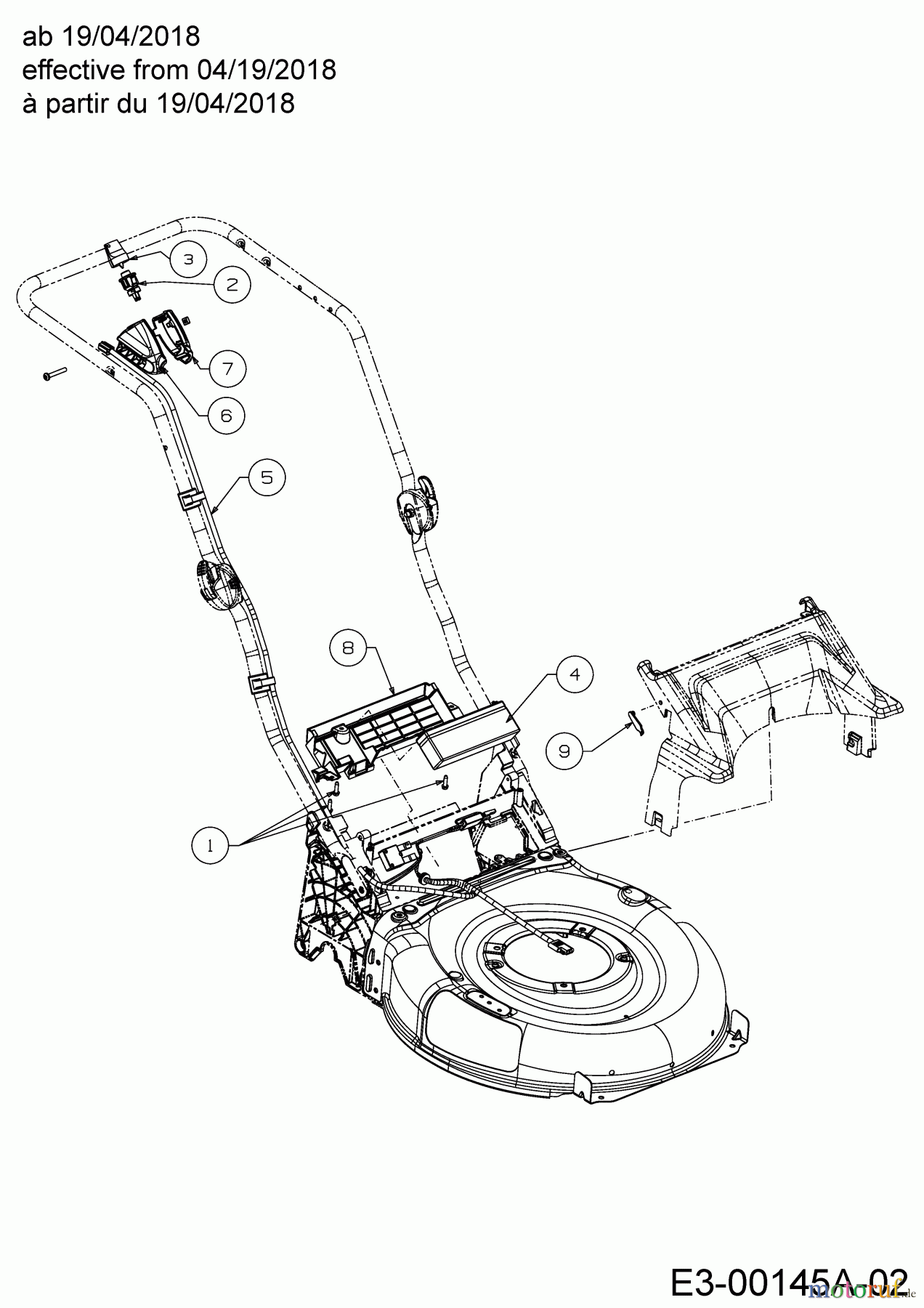  Cub Cadet Motormäher mit Antrieb LM2 DR46ES 12BCTQS7603  (2018) Batterie, Kabelbaum ab 19/04/2018