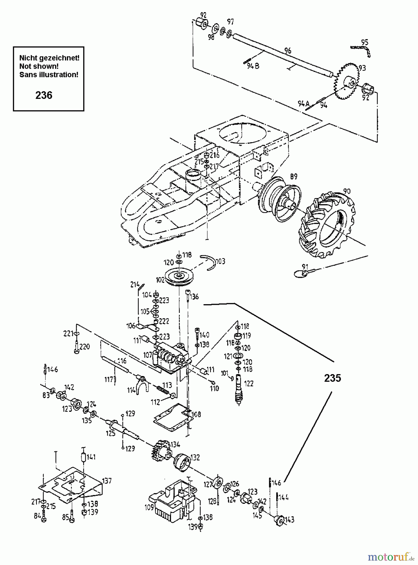  Gutbrod Balkenmäher BM 710 17A-710-604  (2000) Getriebe, Räder