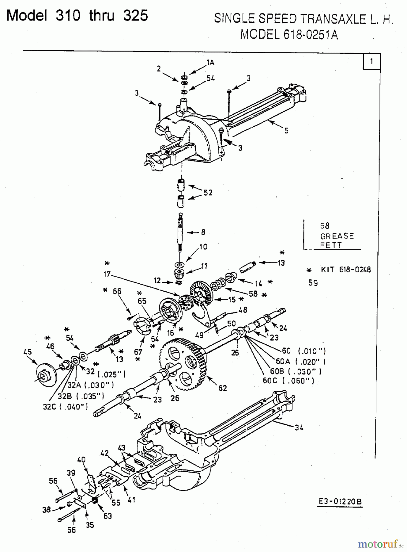  Yard-Man Rasentraktoren DX 70 13A-325-643  (2000) Getriebe