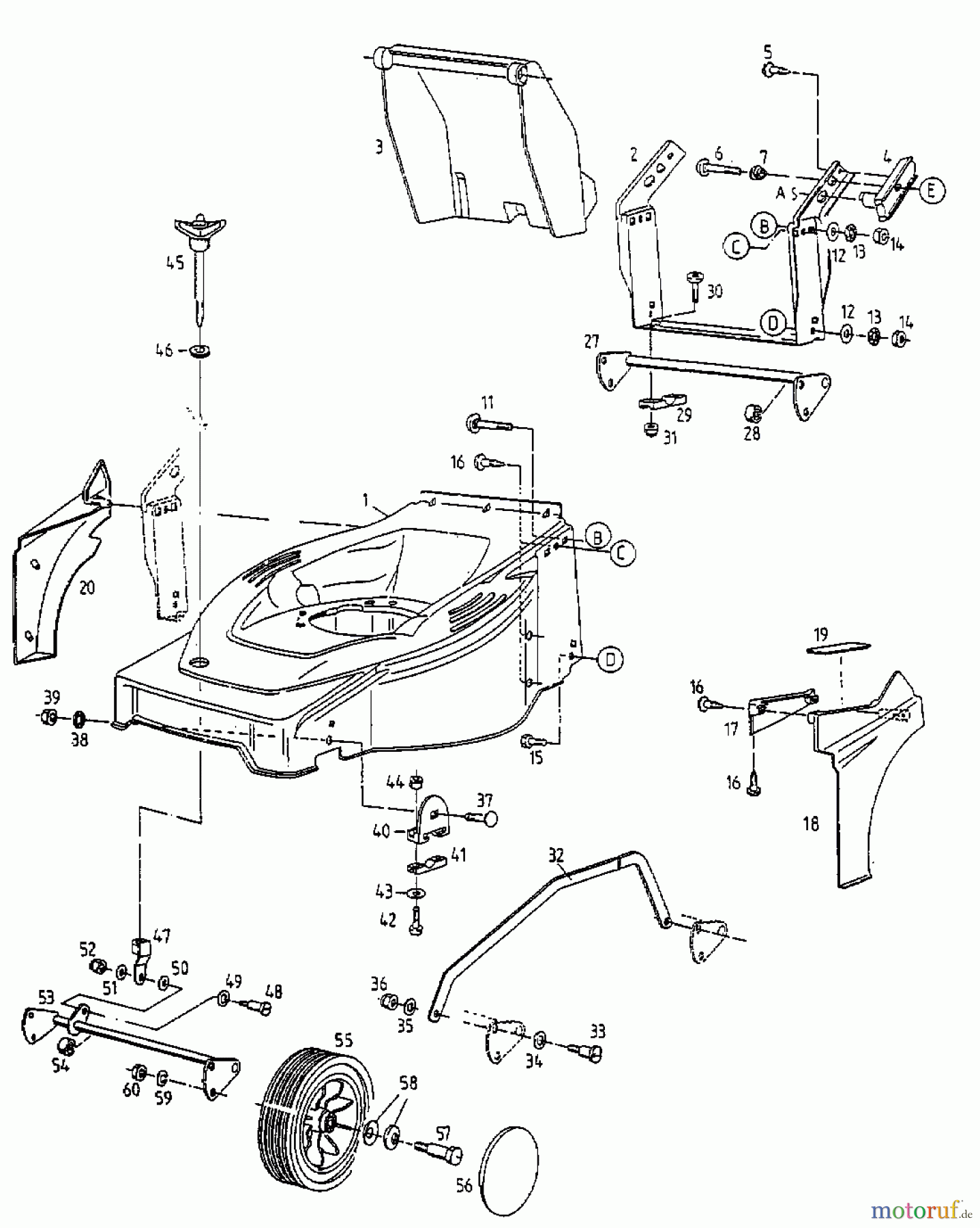  Gutbrod Motormäher HB 42 L 11B-L56Z604  (1999) Höhenverstellung, Räder vorne