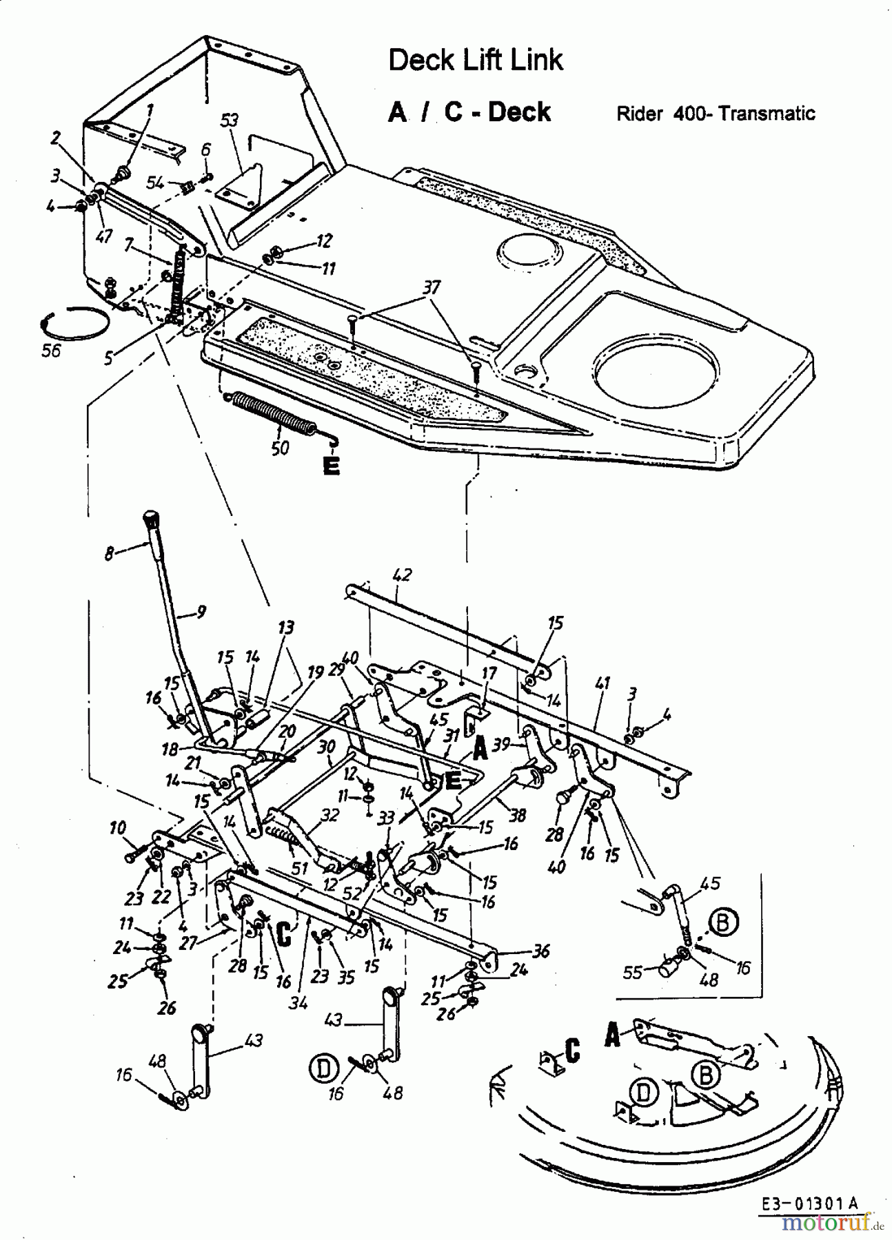  MTD ältere Modelle Rasentraktoren J 126 13AL475A678  (2001) Mähwerksaushebung