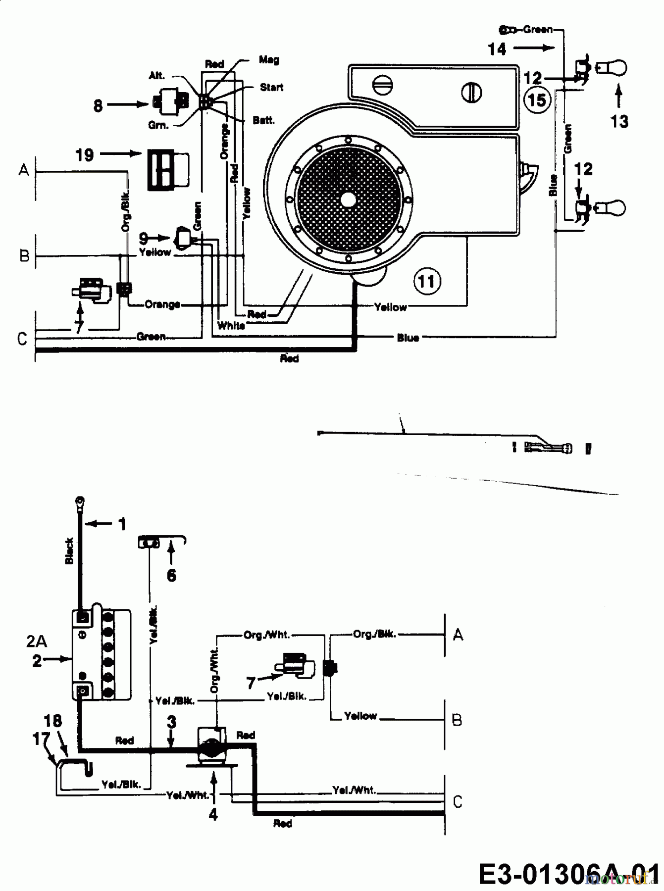  MTD Rasentraktoren B 10-1 13A145GD600  (1998) Schaltplan Einzylinder