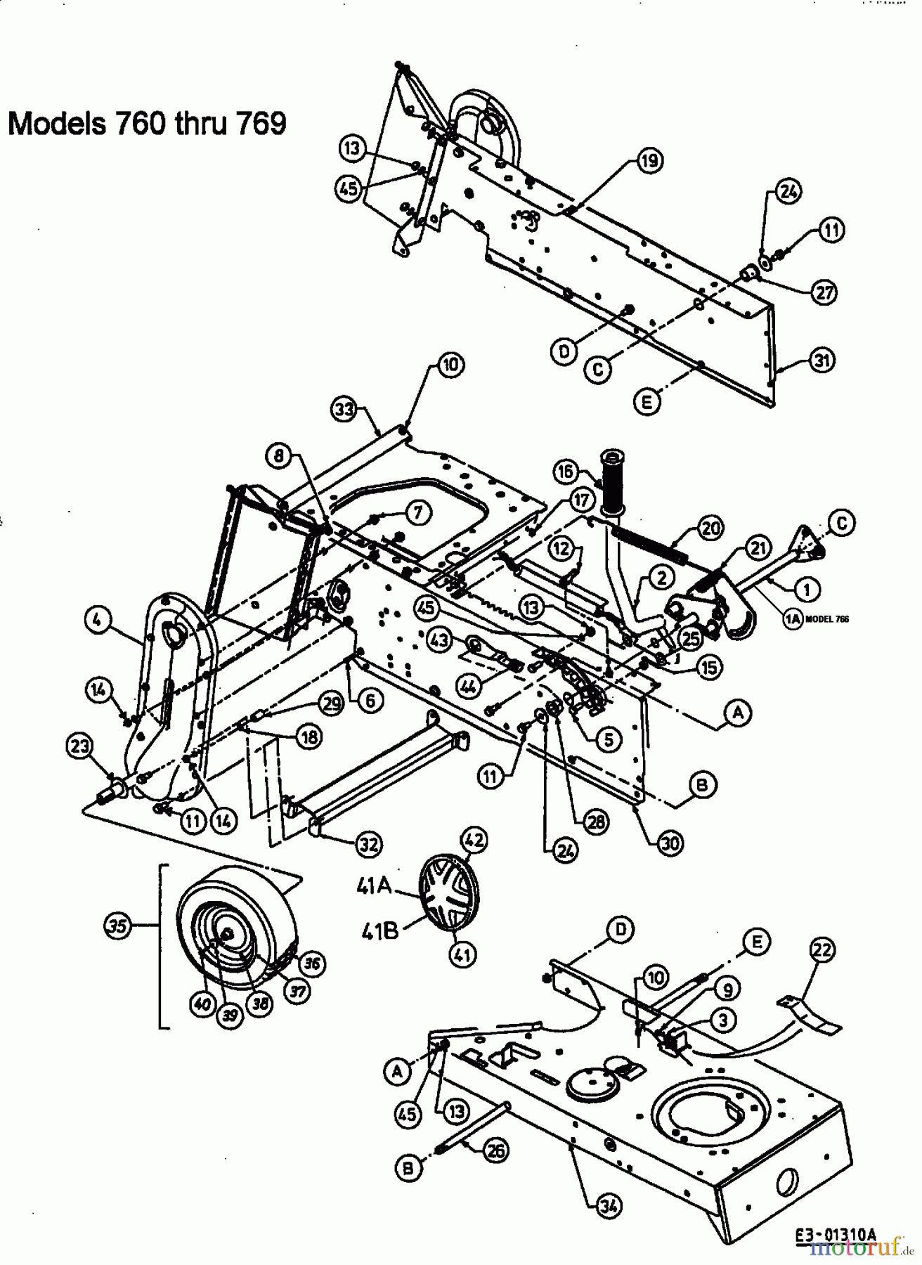 Gutbrod Rasentraktoren Sprint 3000 13CF76GN604  (1999) Mähwerksaushebung, Rahmen hinten, Räder hinten