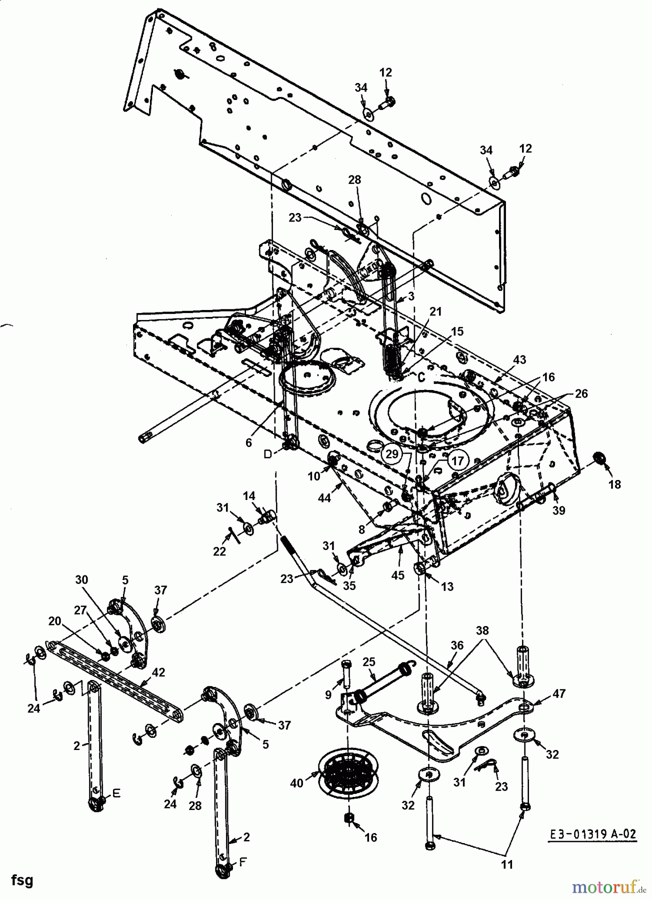  Raiffeisen Rasentraktoren RMH 18-102 H 13CT793N628  (2000) Mähwerksaushebung, Spannrolle