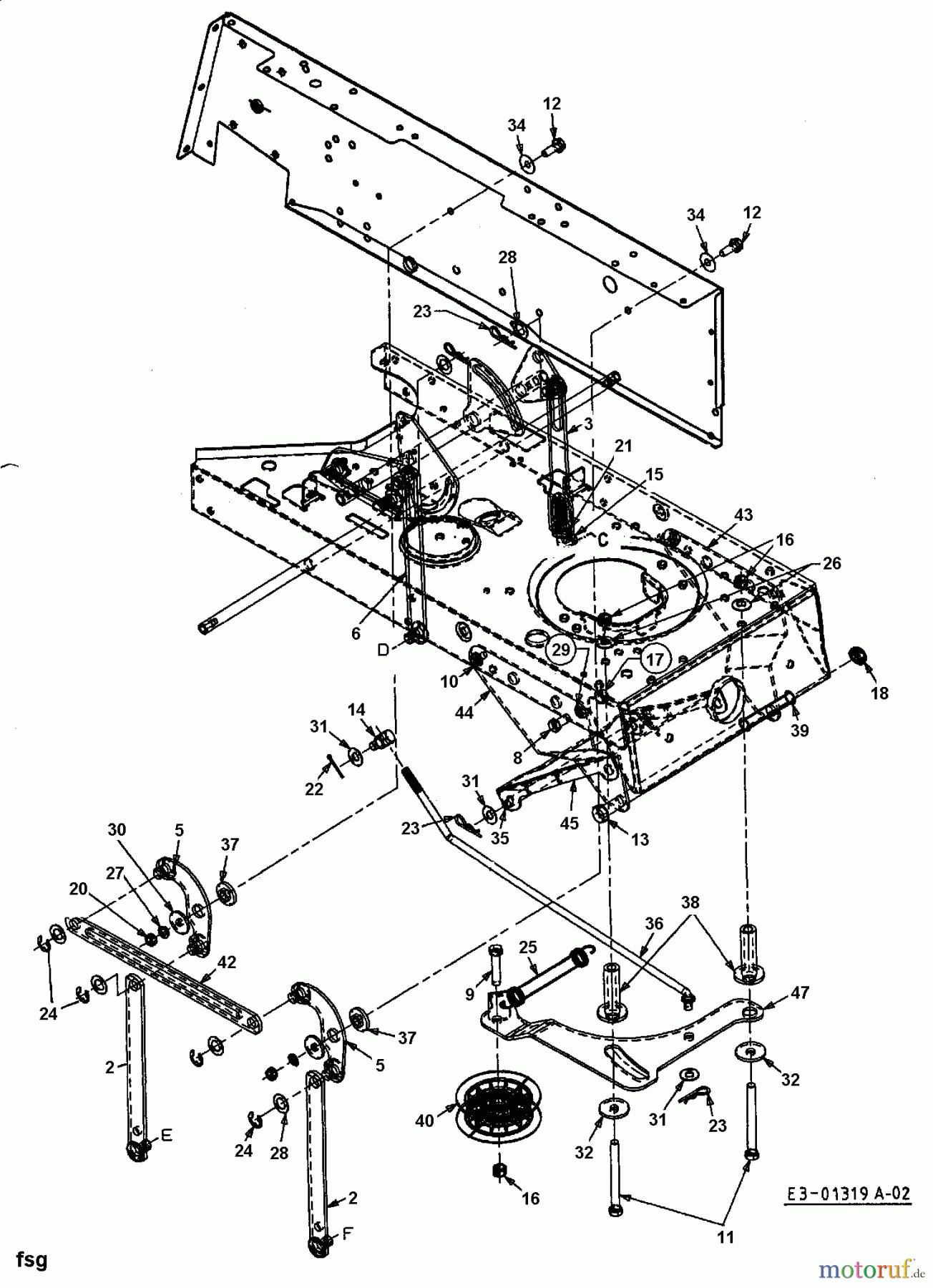  Harry Rasentraktoren 131 B 13 13DA763N662  (2000) Mähwerksaushebung, Spannrolle