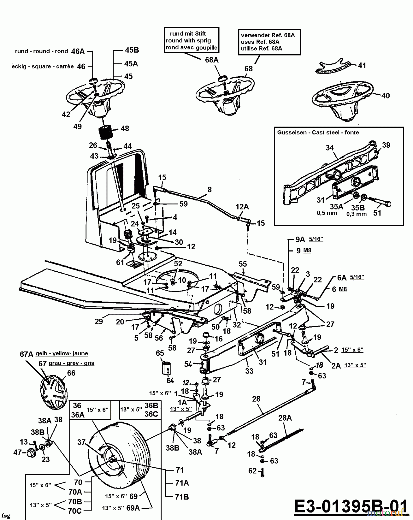  Castorama Rasentraktoren CAST 12.5/81 13A3450D669  (2000) Lenkung, Räder vorne, Vorderachse