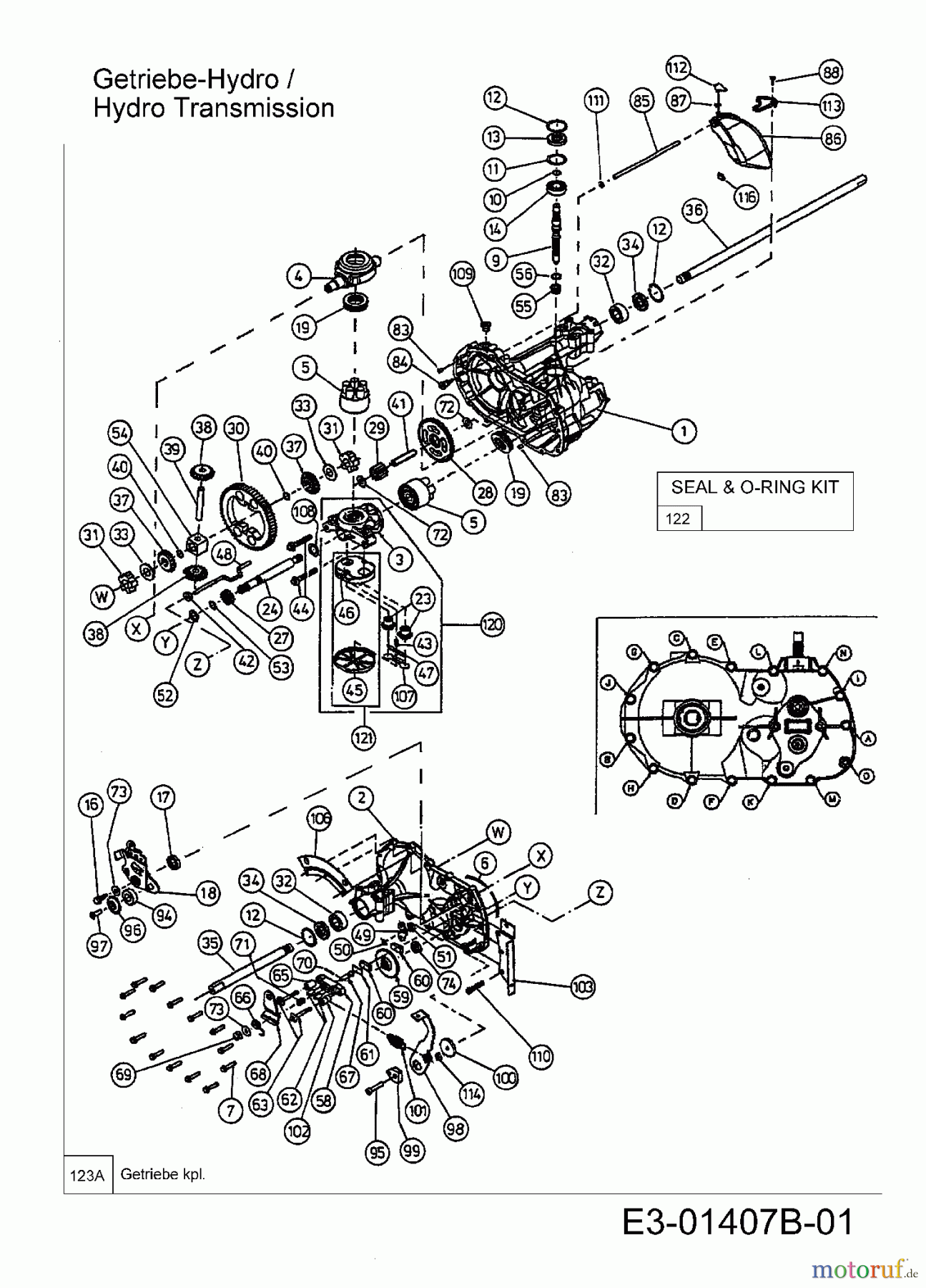  MTD ältere Modelle Rasentraktoren SN 170 A 13BP518N670  (2003) Hydrostat