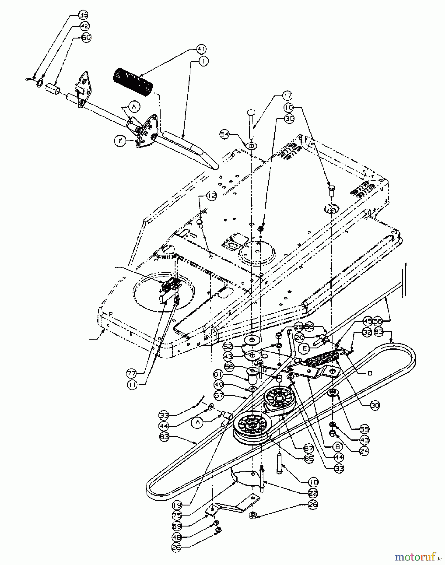  MTD ältere Modelle Rasentraktoren RH 125/92 13A1458E600  (2003) Fahrantrieb, Pedale