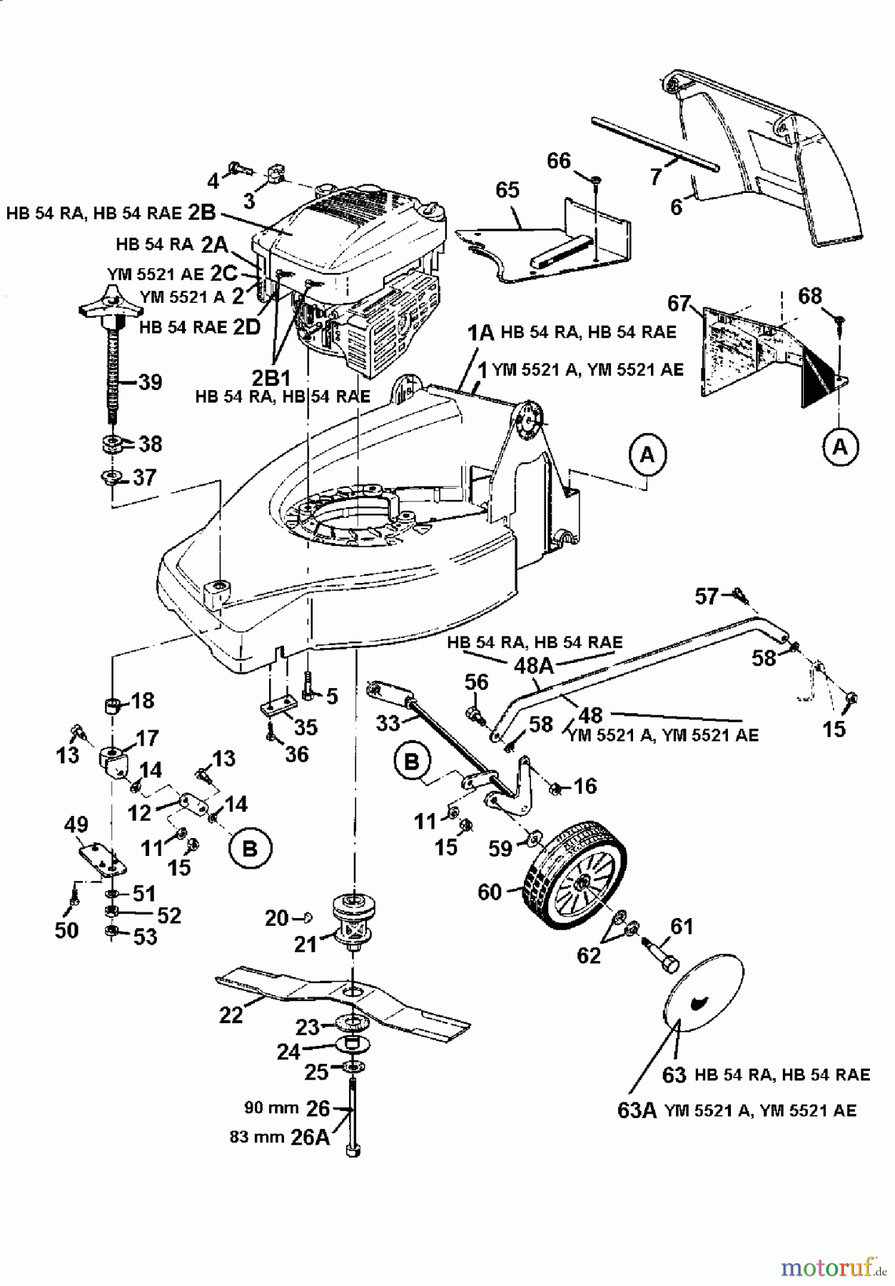  Gutbrod Motormäher mit Antrieb HB 54 RA 12A-Q38X690  (2000) Grundgerät