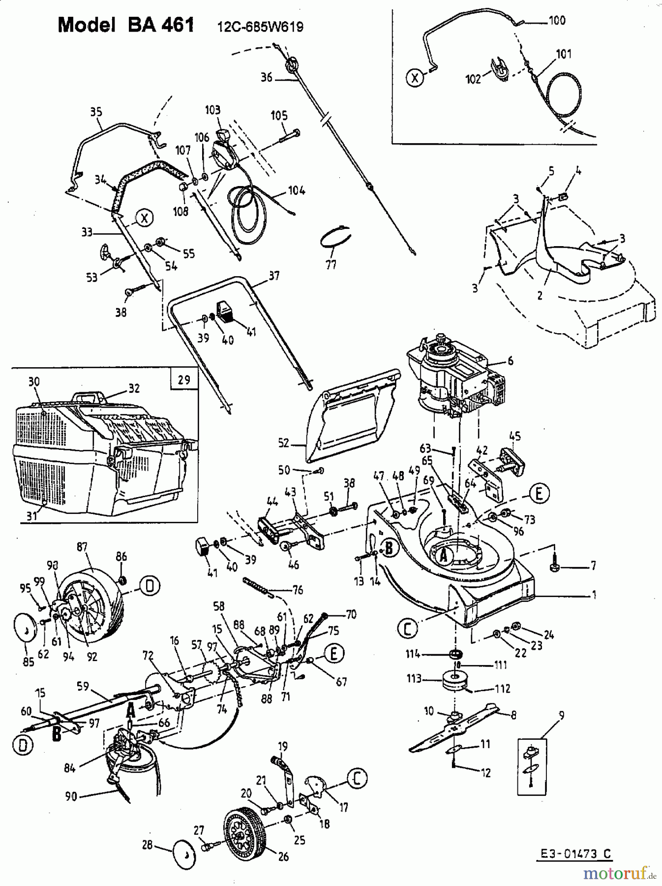  Fleurelle Motormäher mit Antrieb BA 461 12C-685W619  (2003) Grundgerät