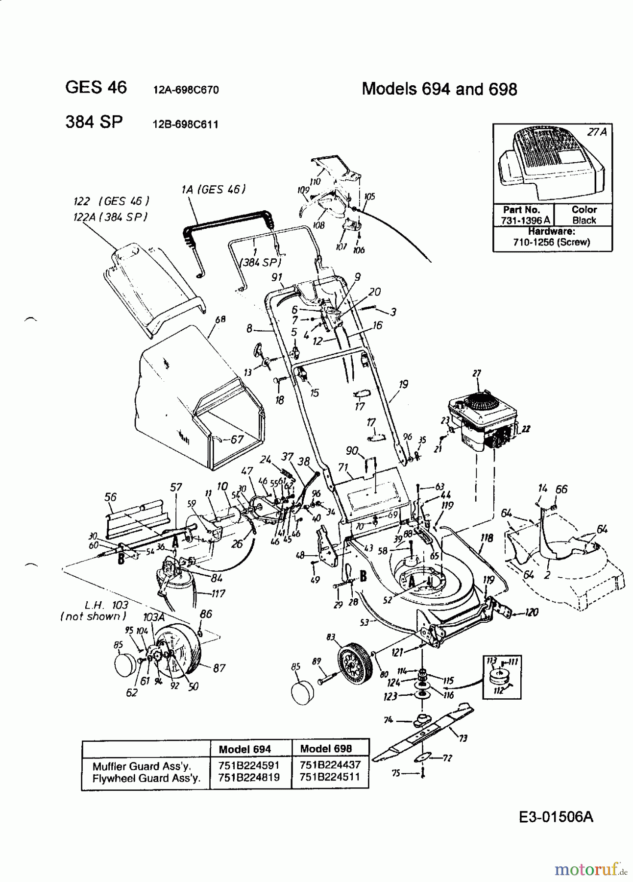  Lawnflite Motormäher mit Antrieb 384 SP 12B-698C611  (2000) Grundgerät