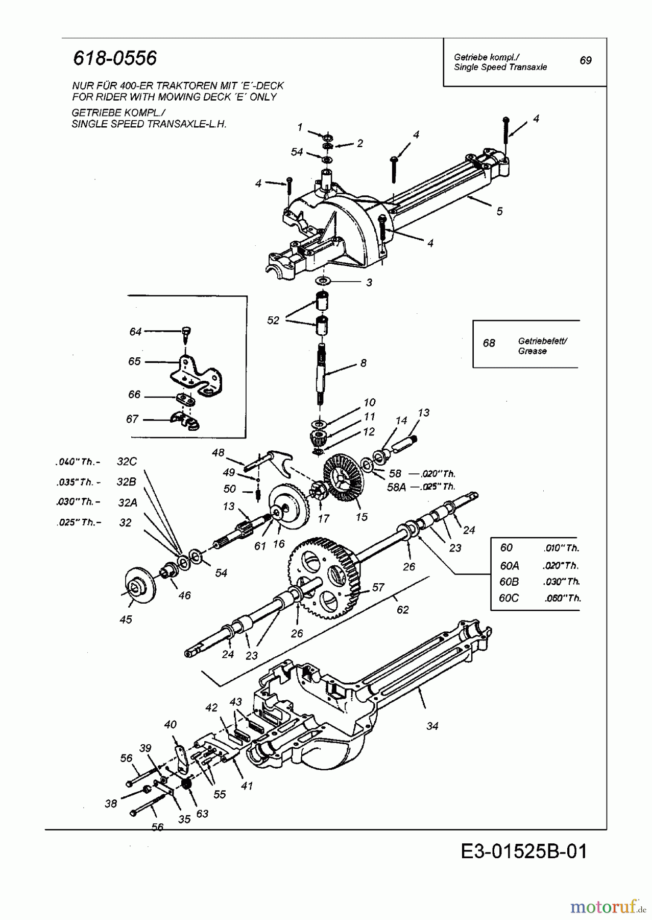  MTD Rasentraktoren RH 155/92 T 13A3458E678  (2003) Getriebe 618-0556