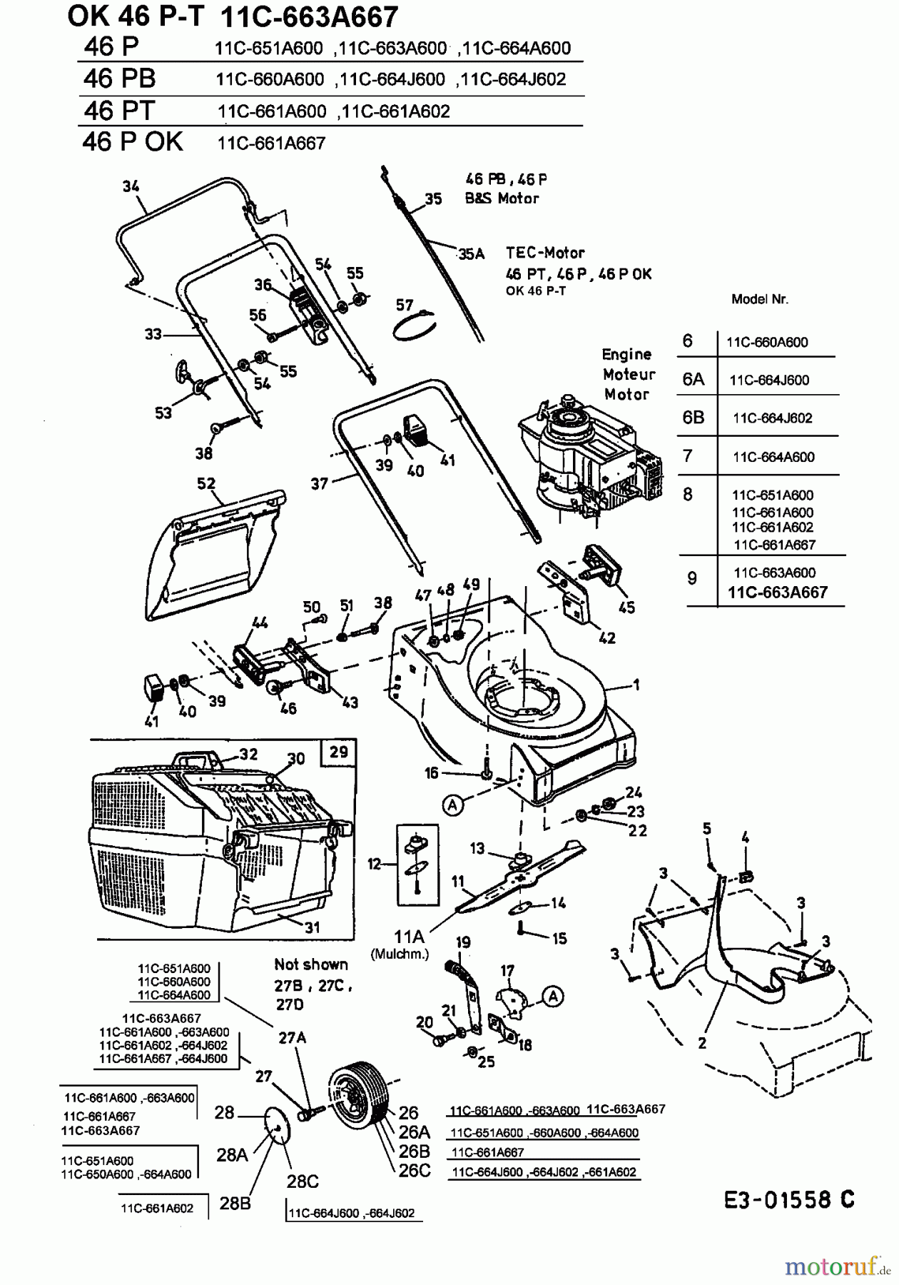  MTD ältere Modelle Motormäher 46 PT 11C-661A600  (2003) Grundgerät