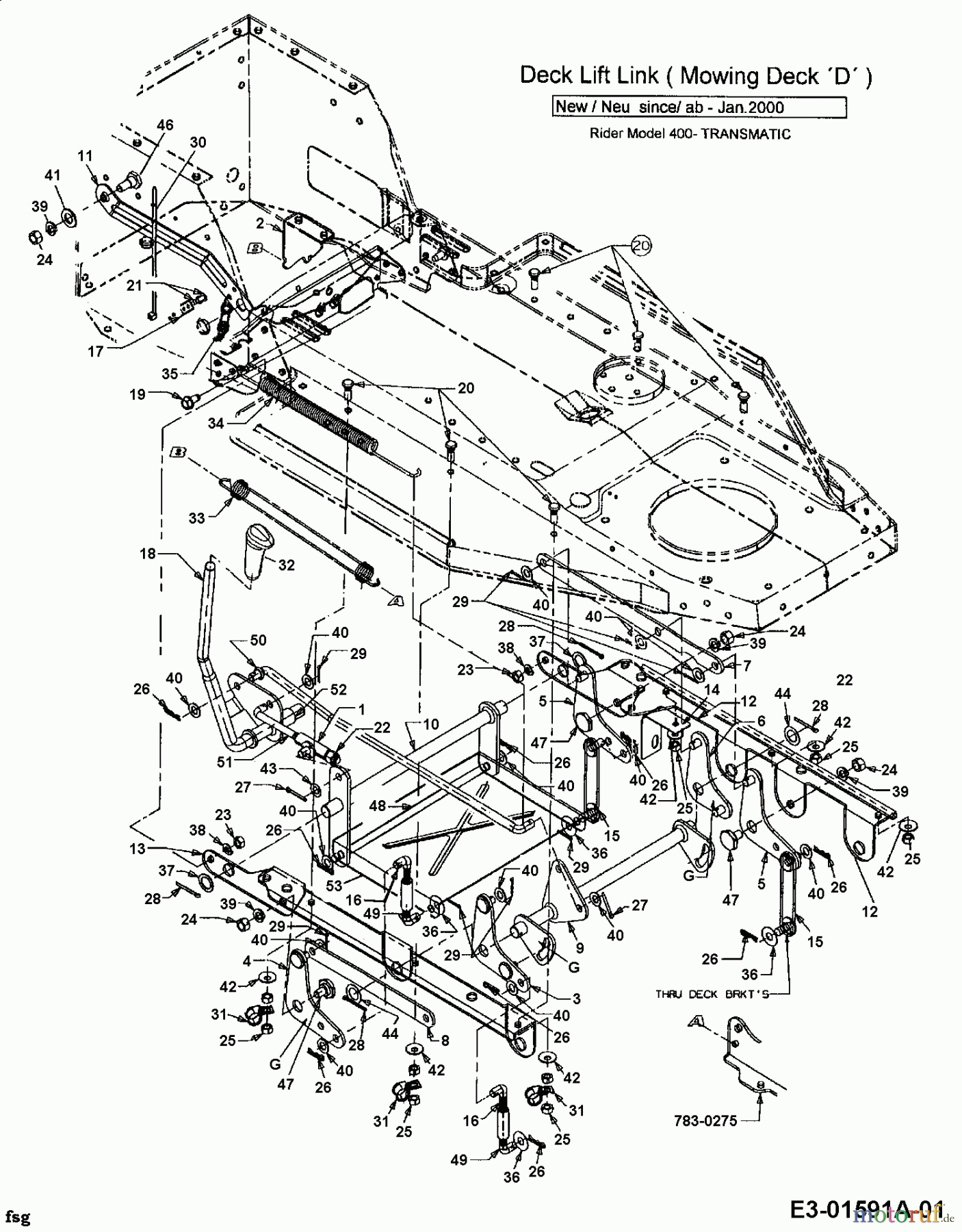  MTD ältere Modelle Rasentraktoren B/115 13AC458D678  (2001) Mähwerksaushebung