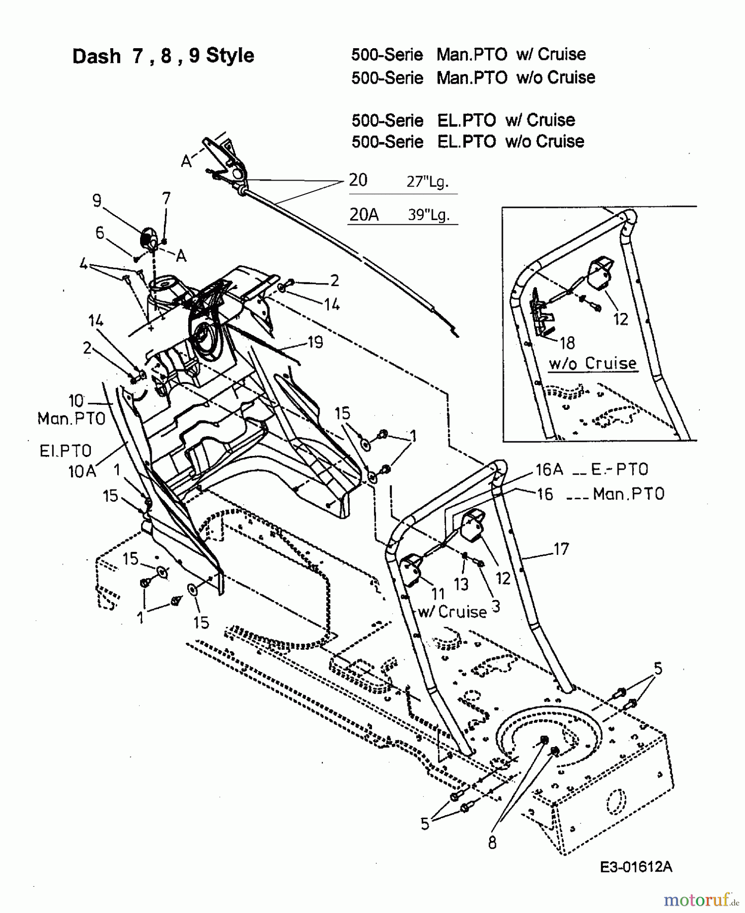  MTD ältere Modelle Rasentraktoren SN 155 H 13AP518N678  (2002) Armaturenbrett