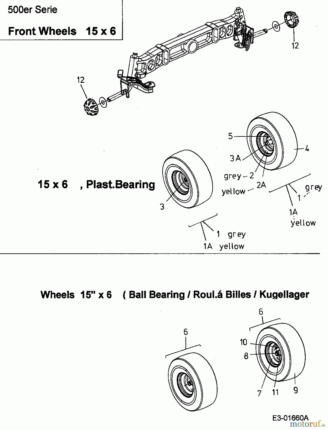  MTD Rasentraktoren SN 170 A 13AP518N670  (2002) Räder vorne 15x6