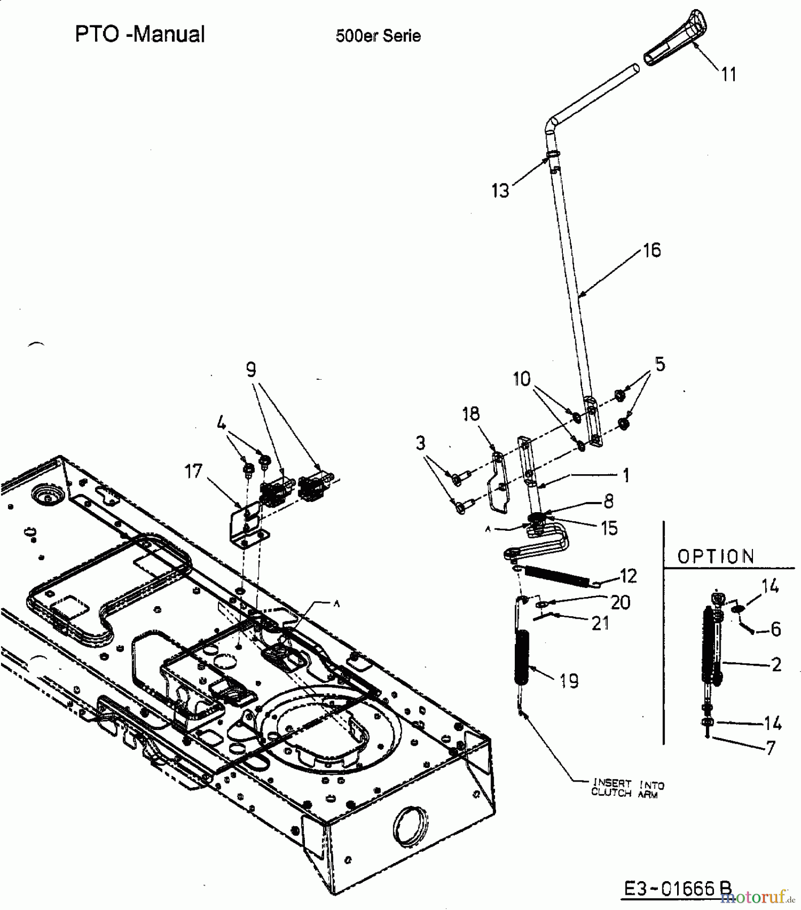  MTD Rasentraktoren SN 170 A 13AP518N678  (2002) Mähwerkseinschaltung