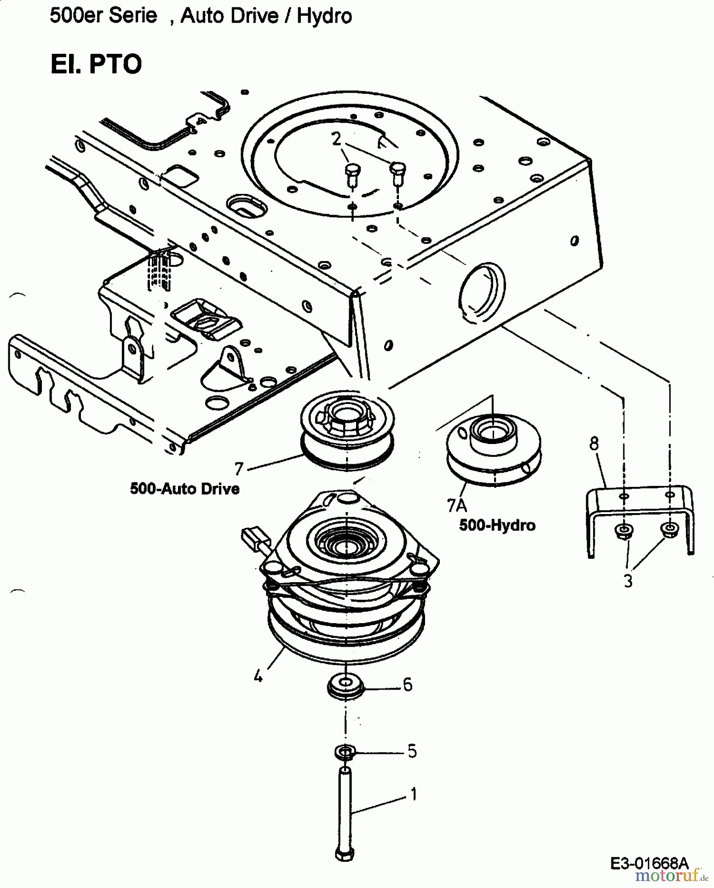  MTD ältere Modelle Rasentraktoren SN 170 A 13BP518N670  (2003) Elektromagnetkupplung, Motorkeilriemenscheibe