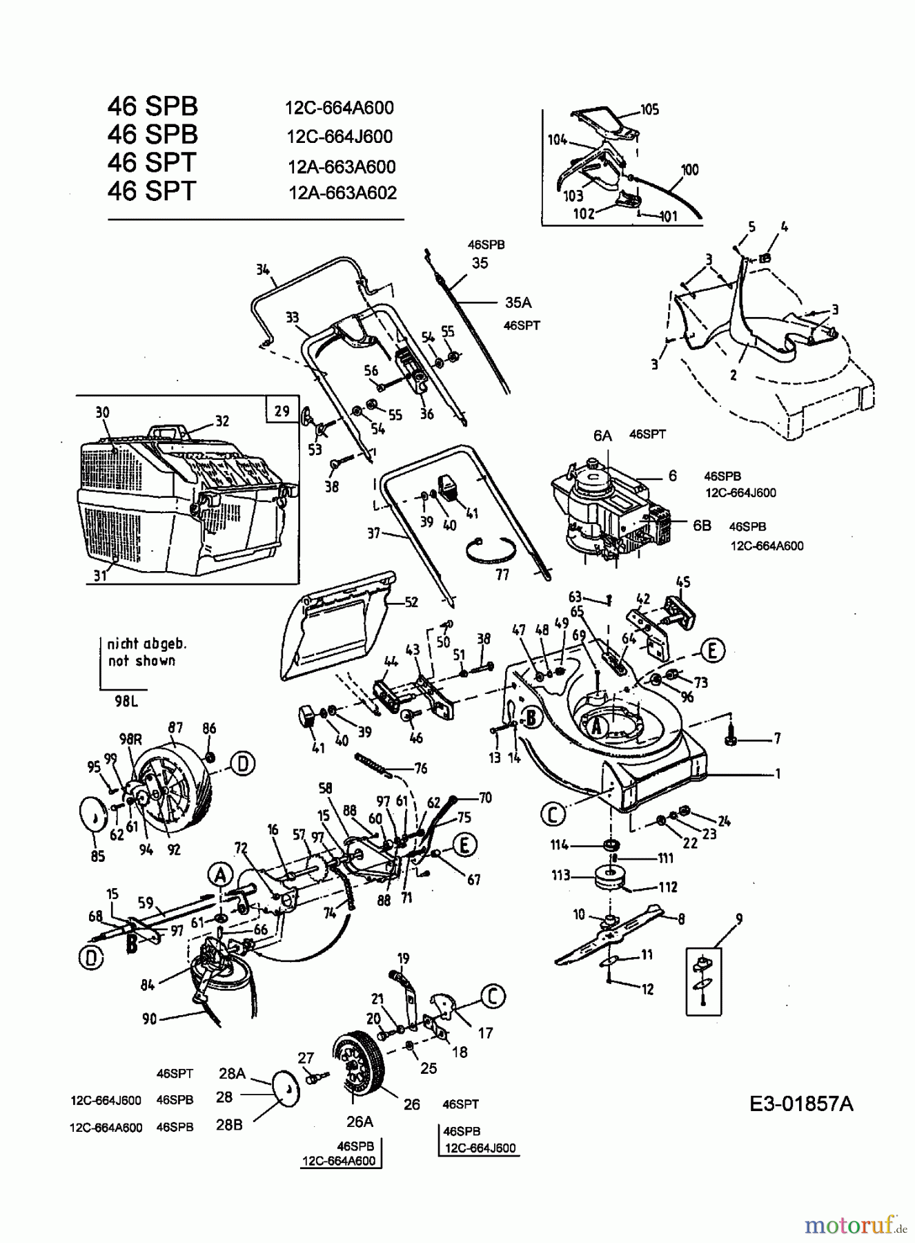  MTD Motormäher mit Antrieb 46 SPB 12C-664A600  (2003) Grundgerät