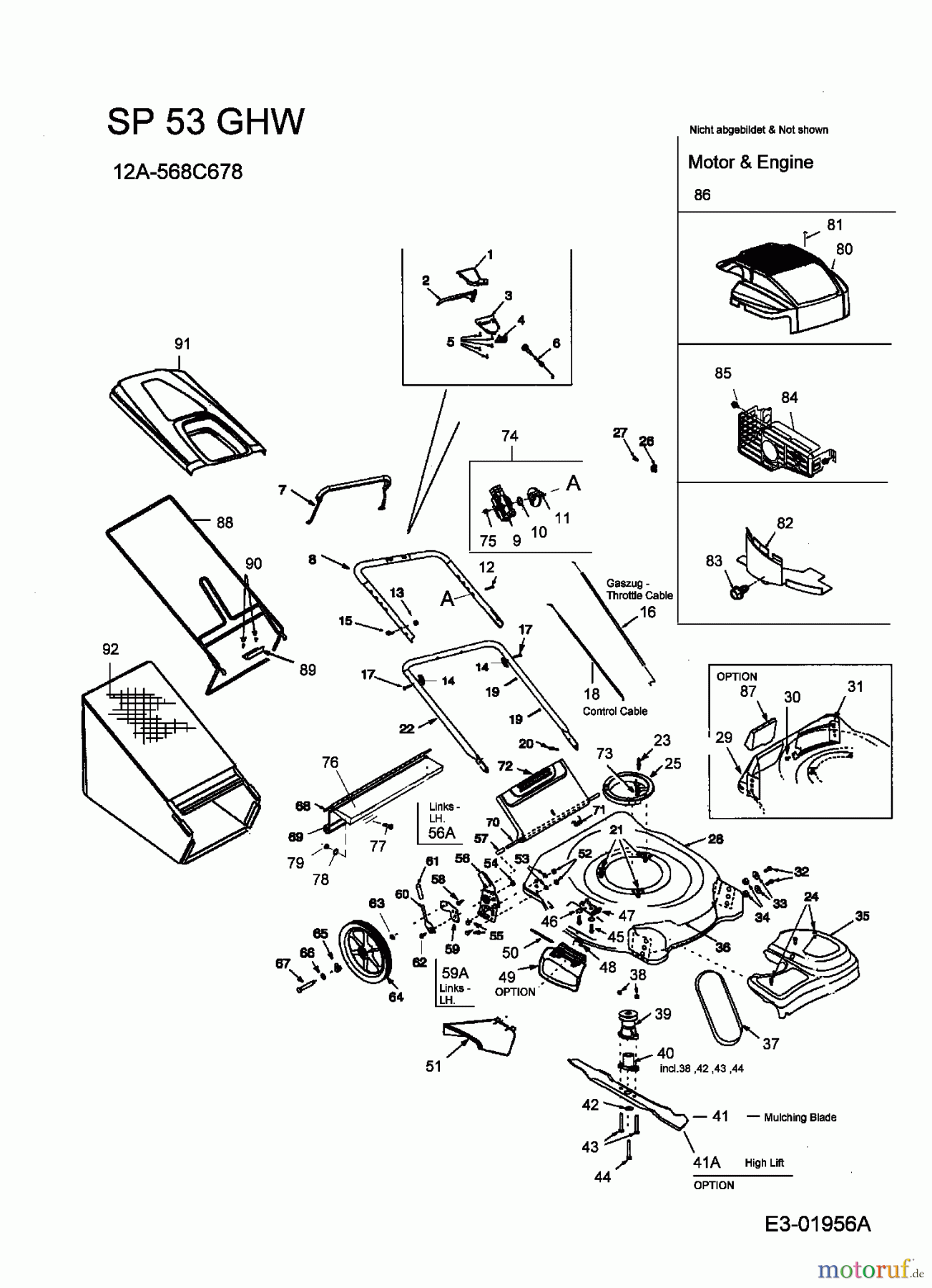  MTD ältere Modelle Motormäher mit Antrieb SP 53 GHW 12A-568C678  (2002) Grundgerät