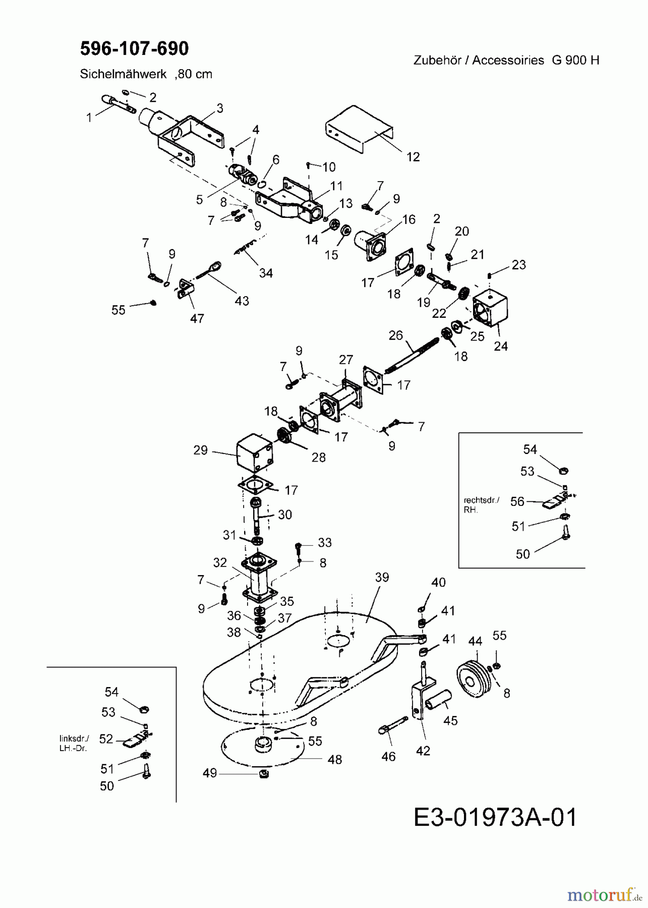  MTD Zubehör Zubehör Einachser Sichelmähwerk 80 cm für G 900 H 596-107-690  (2004) Mähantrieb