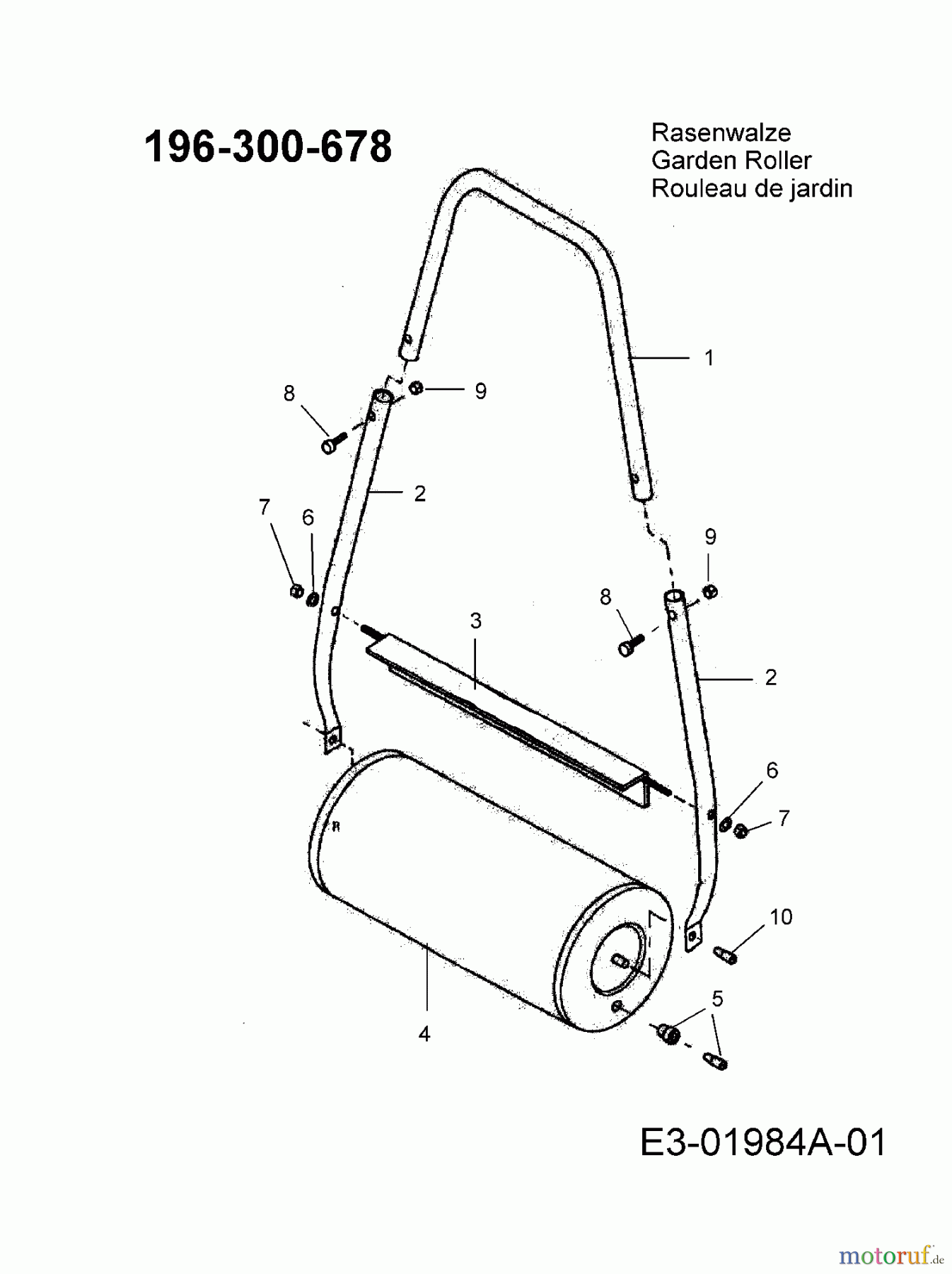  MTD Zubehör Zubehör handgeführte Geräte Rasenwalze 300 - 49 cm gezogen 196-300-678  (2005) Rasenwalze