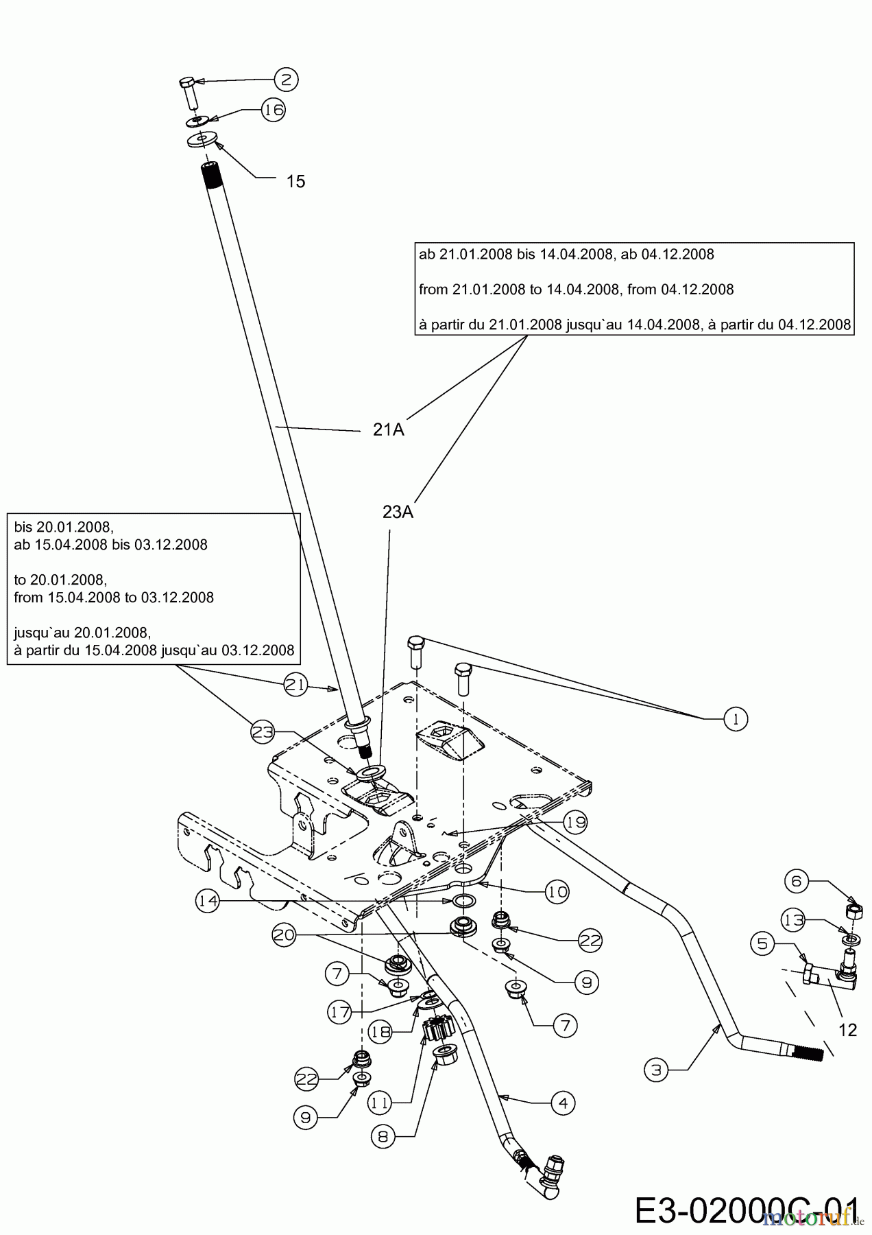  Gutbrod ältere Modelle Rasentraktoren GLX 105 RHL-SK 13BF516N690  (2008) Lenkung